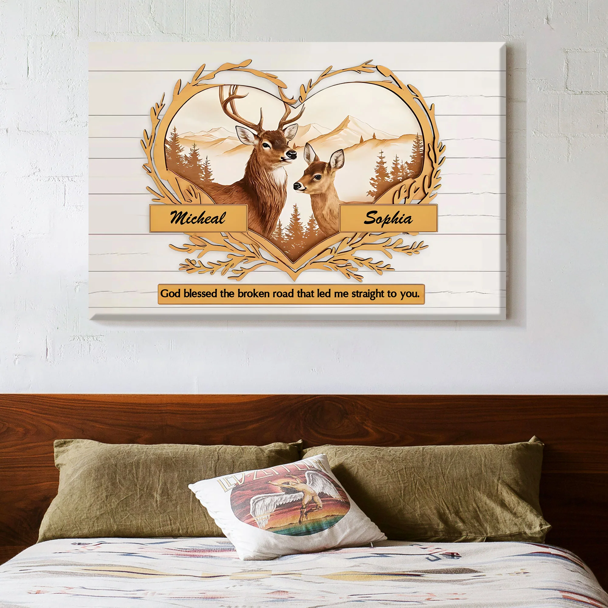 "Personalized Deer Couple Canvas - Romantic Valentine’s Day Gift for Couples - Celebrate Your Love Story" - Image 2