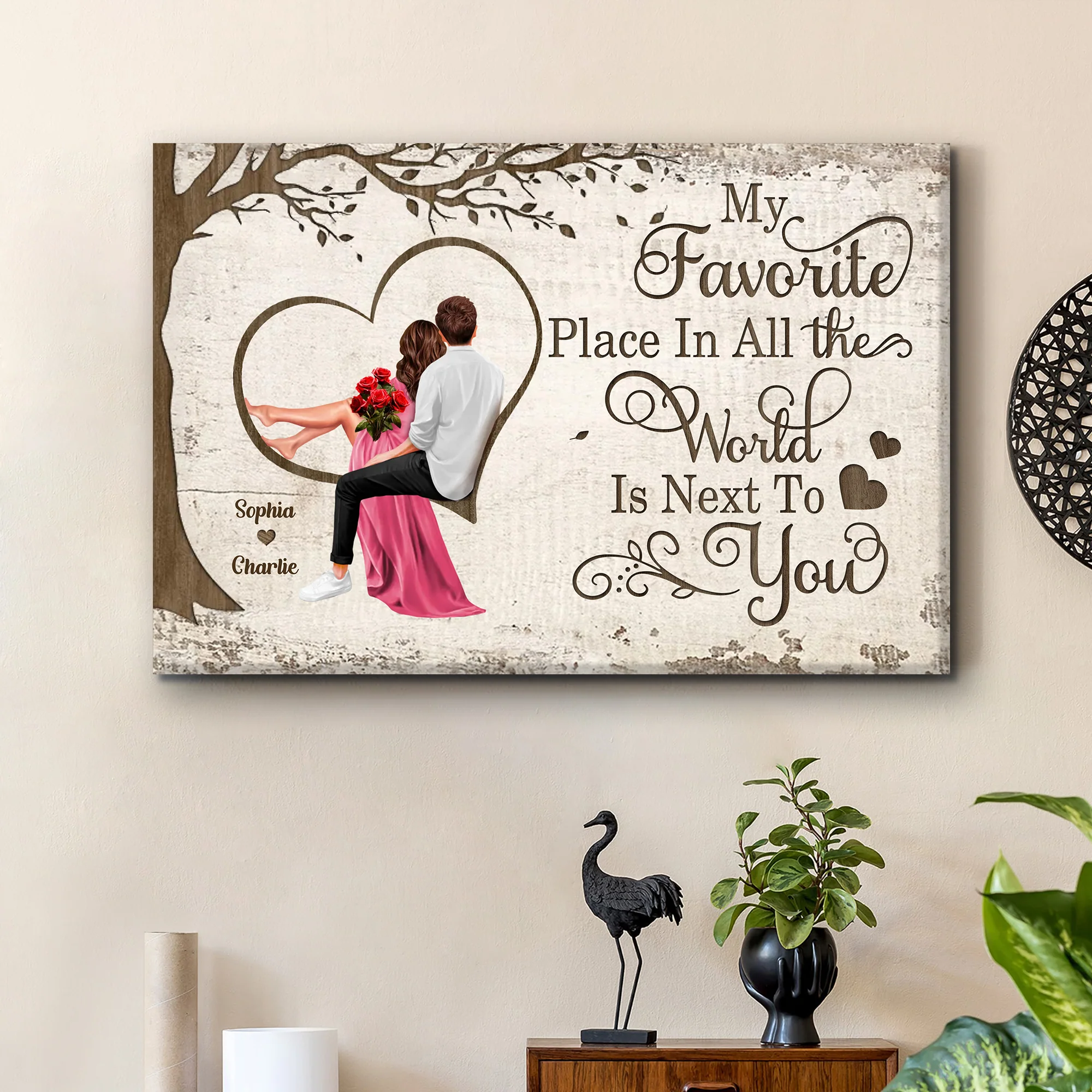 Personalized "My Favorite Place In All The World" Poster or Canvas – Perfect Valentine's Day Gift for Couples