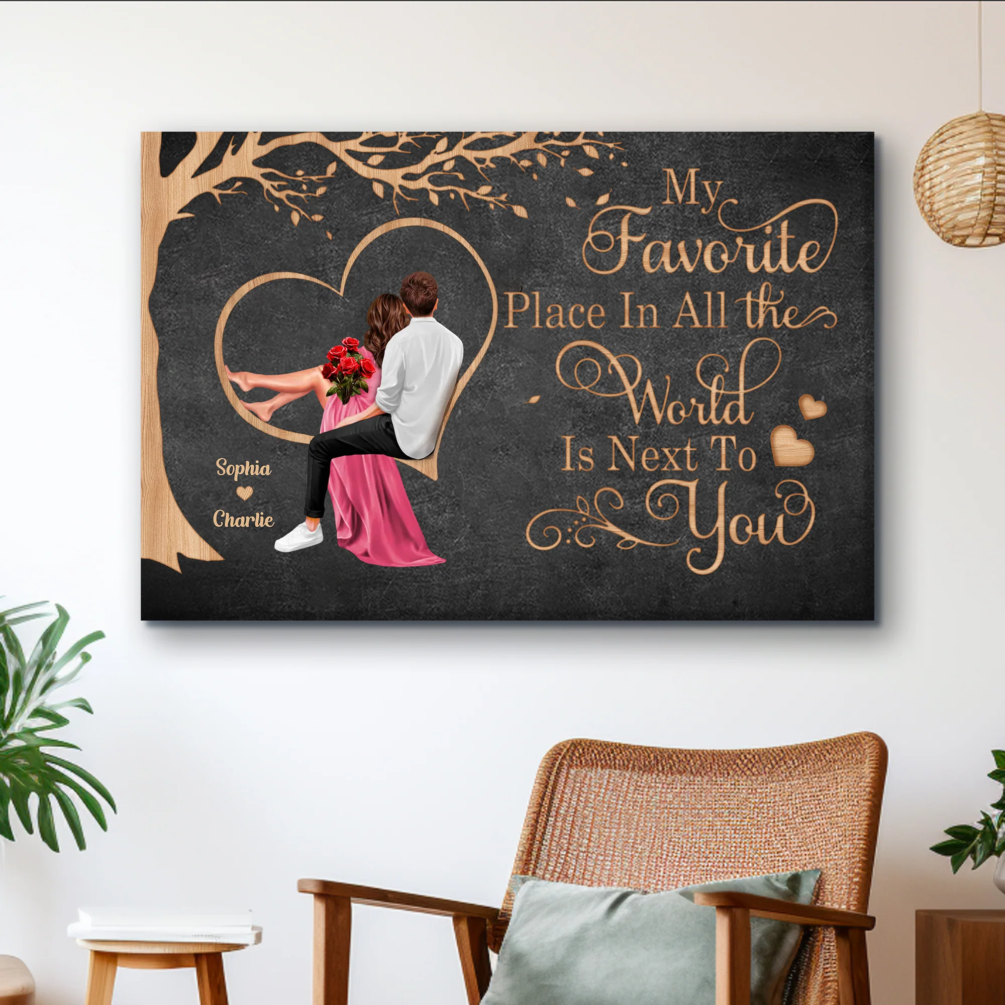 Personalized "My Favorite Place In All The World" Poster or Canvas – Perfect Valentine's Day Gift for Couples - Image 3