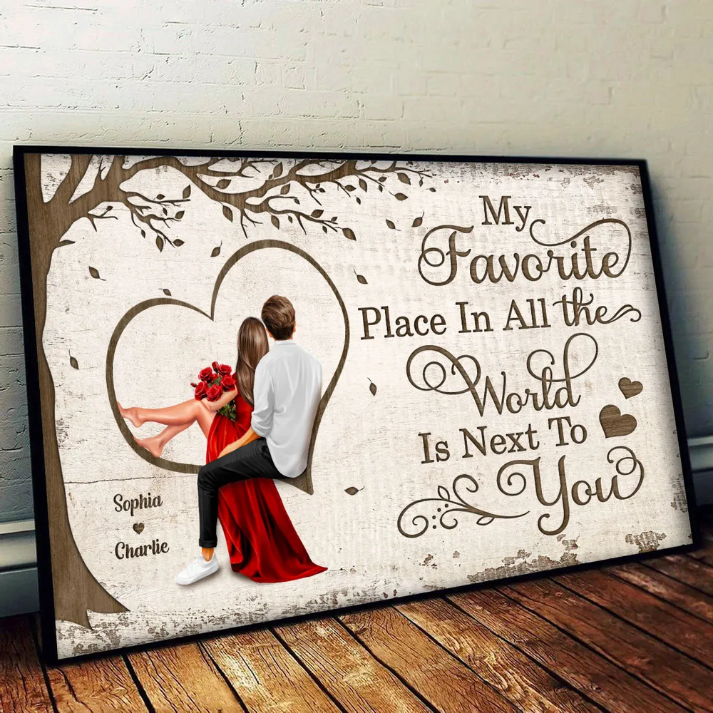 Personalized "My Favorite Place In All The World" Poster or Canvas – Perfect Valentine's Day Gift for Couples - Image 5