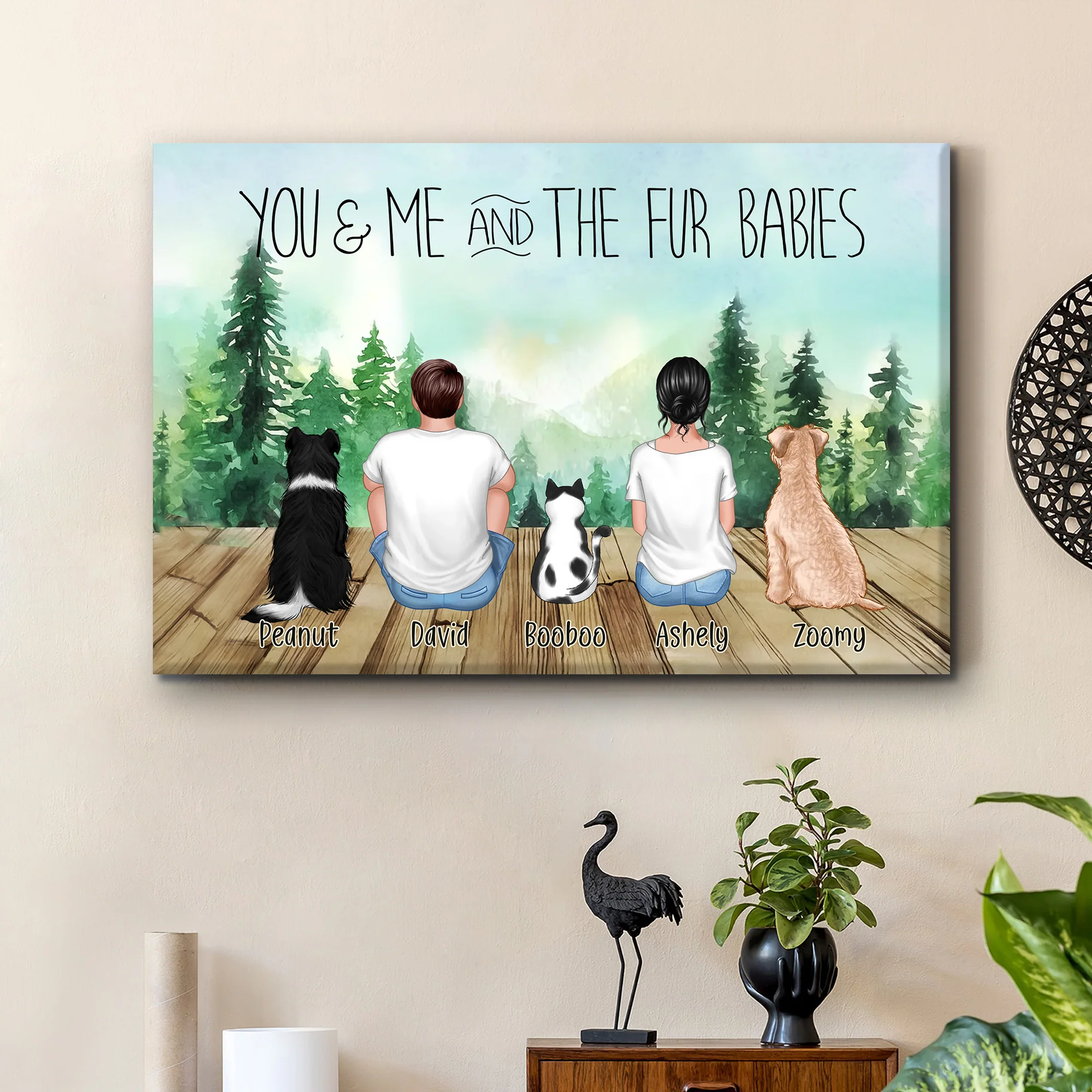 You, Me, and the Fur Babies - Personalized Poster or Plaque or Keychain or Ornament or Pillow - Special Design for Pet-Loving Families