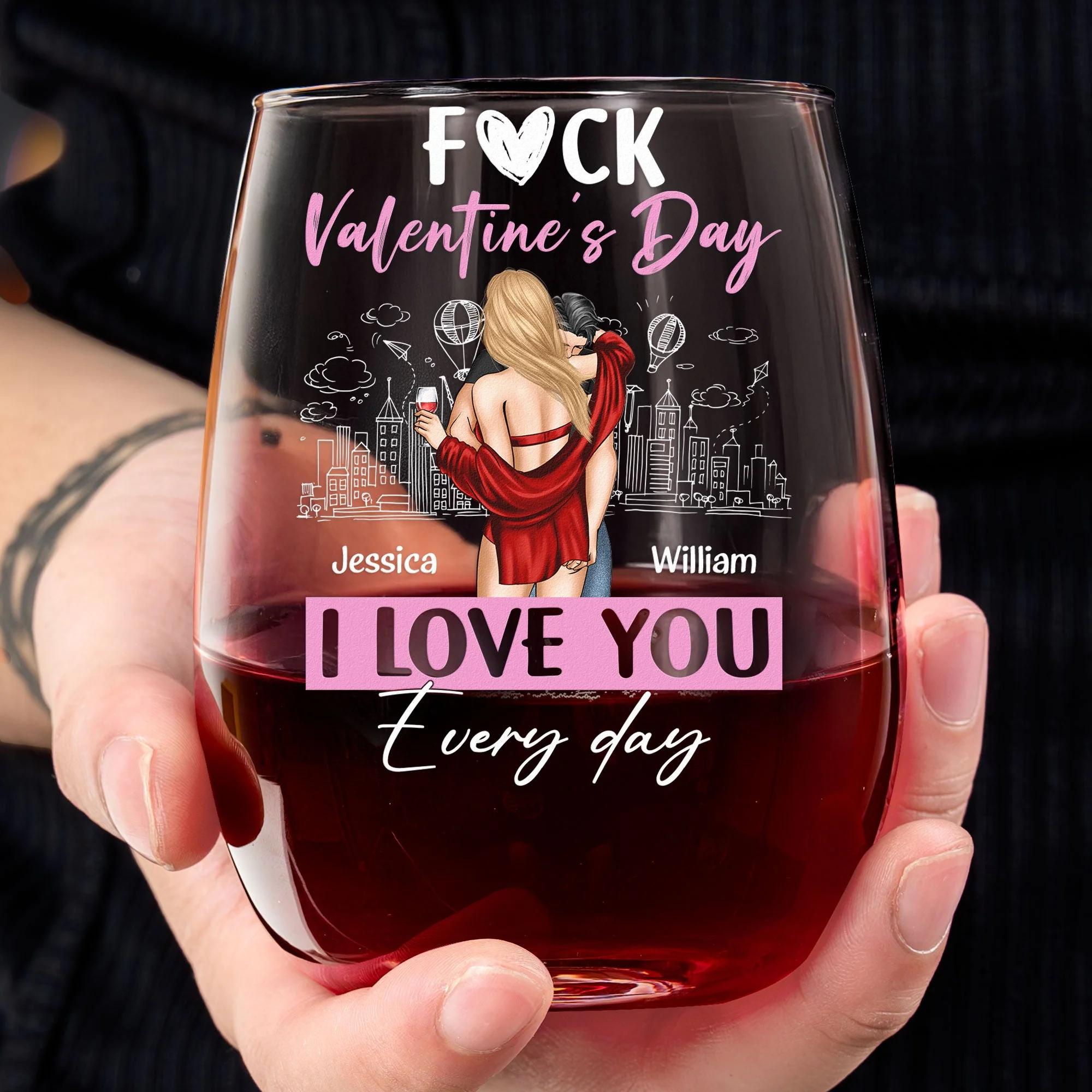 Personalized Valentine's Day Wine Glass - "I Love You Every Day" Romantic Gift for Couples - Image 3