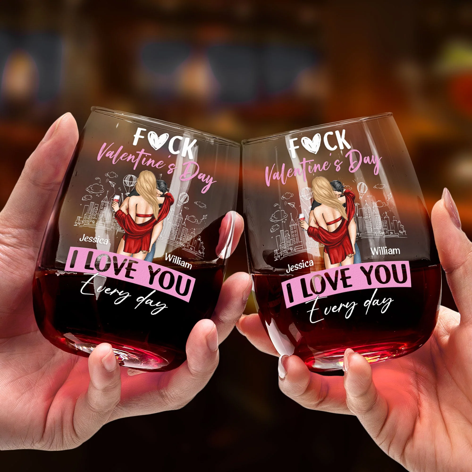 Personalized Valentine's Day Wine Glass - "I Love You Every Day" Romantic Gift for Couples - Image 5