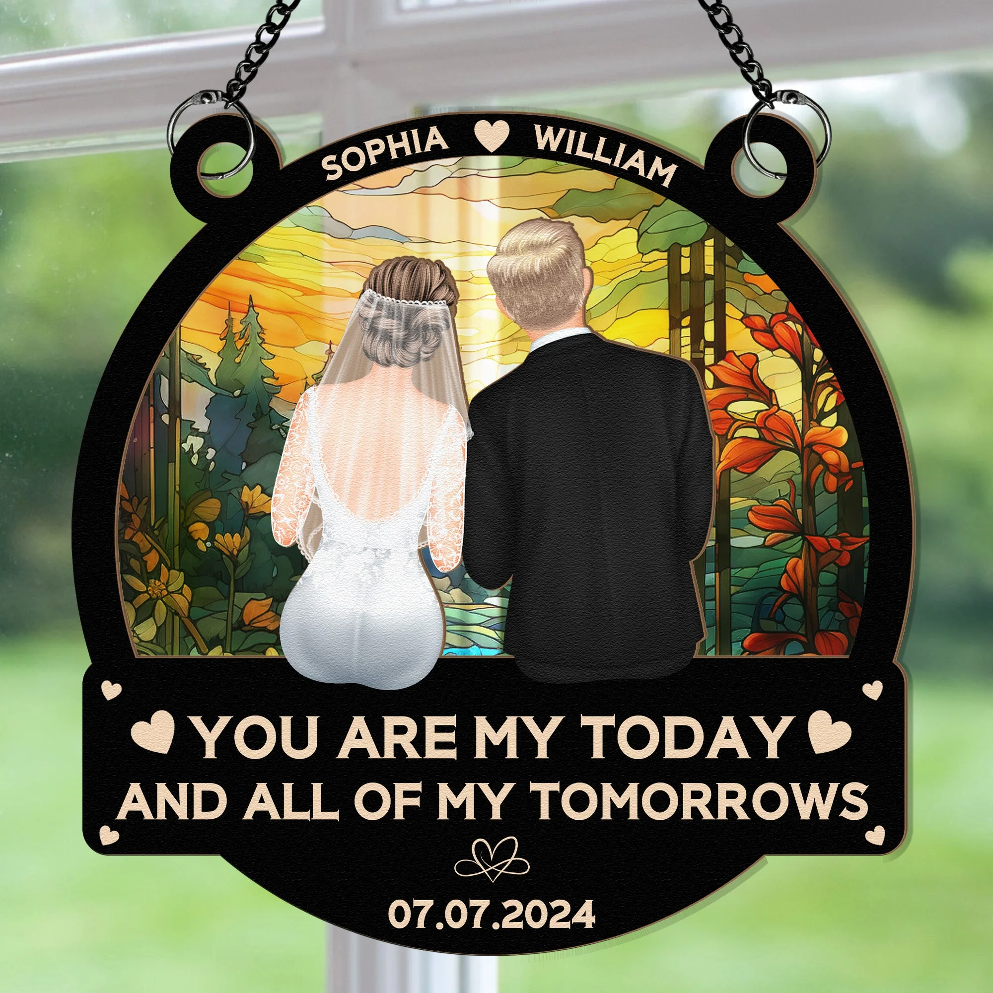 Custom Wedding Ornament - "You Are My Today and All of My Tomorrows" Personalized Window Hanging Decoration - Image 7