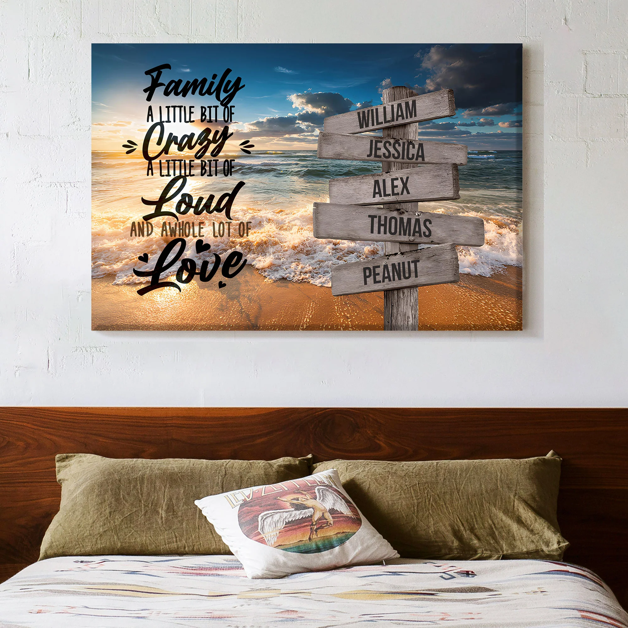 "Family Love & Joy" Personalized Ocean Sunset Canvas Art - The Perfect Gift to Cherish Family Moments - Image 3