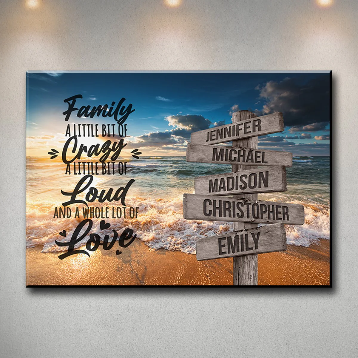 "Family Love & Joy" Personalized Ocean Sunset Canvas Art - The Perfect Gift to Cherish Family Moments - Image 5