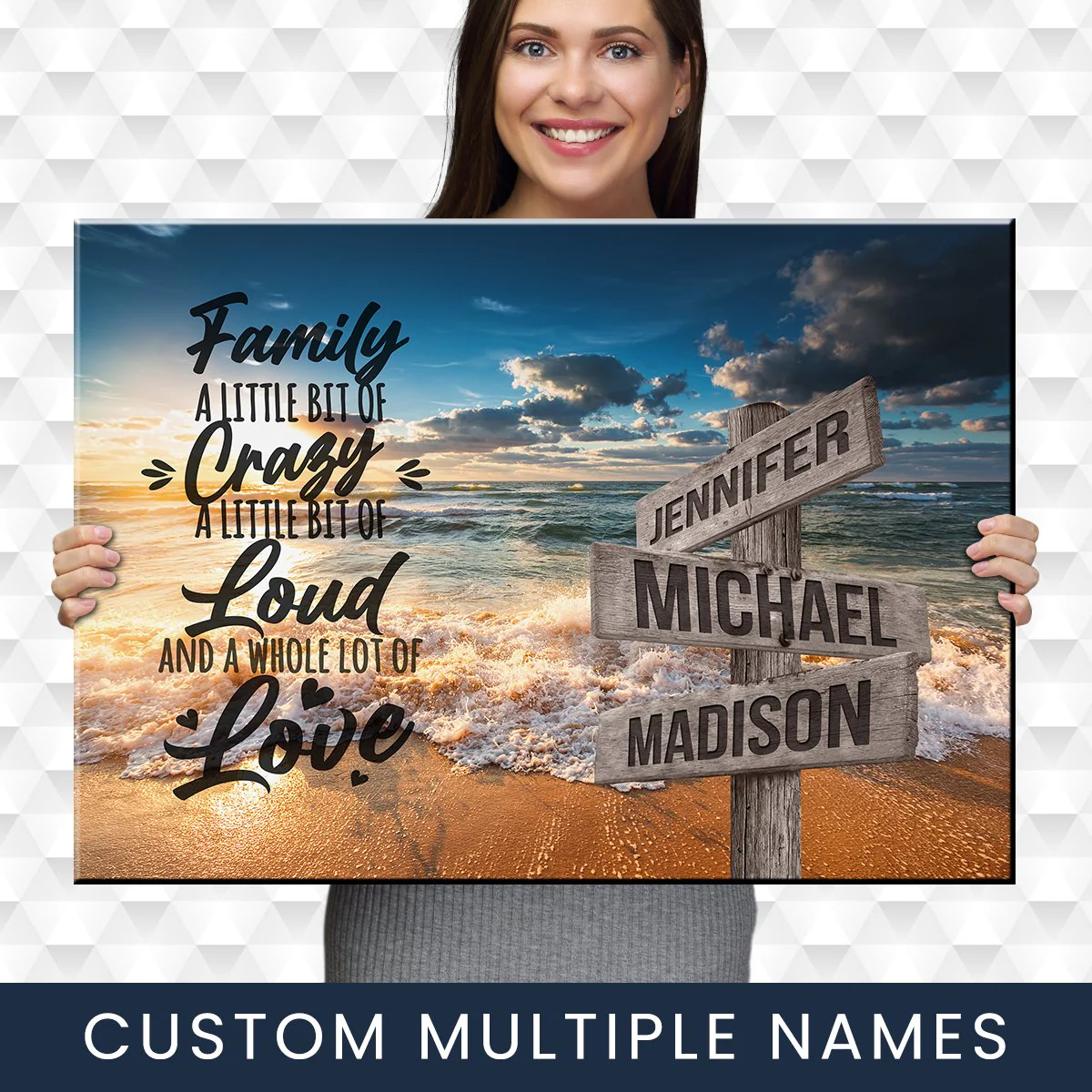 "Family Love & Joy" Personalized Ocean Sunset Canvas Art - The Perfect Gift to Cherish Family Moments - Image 6