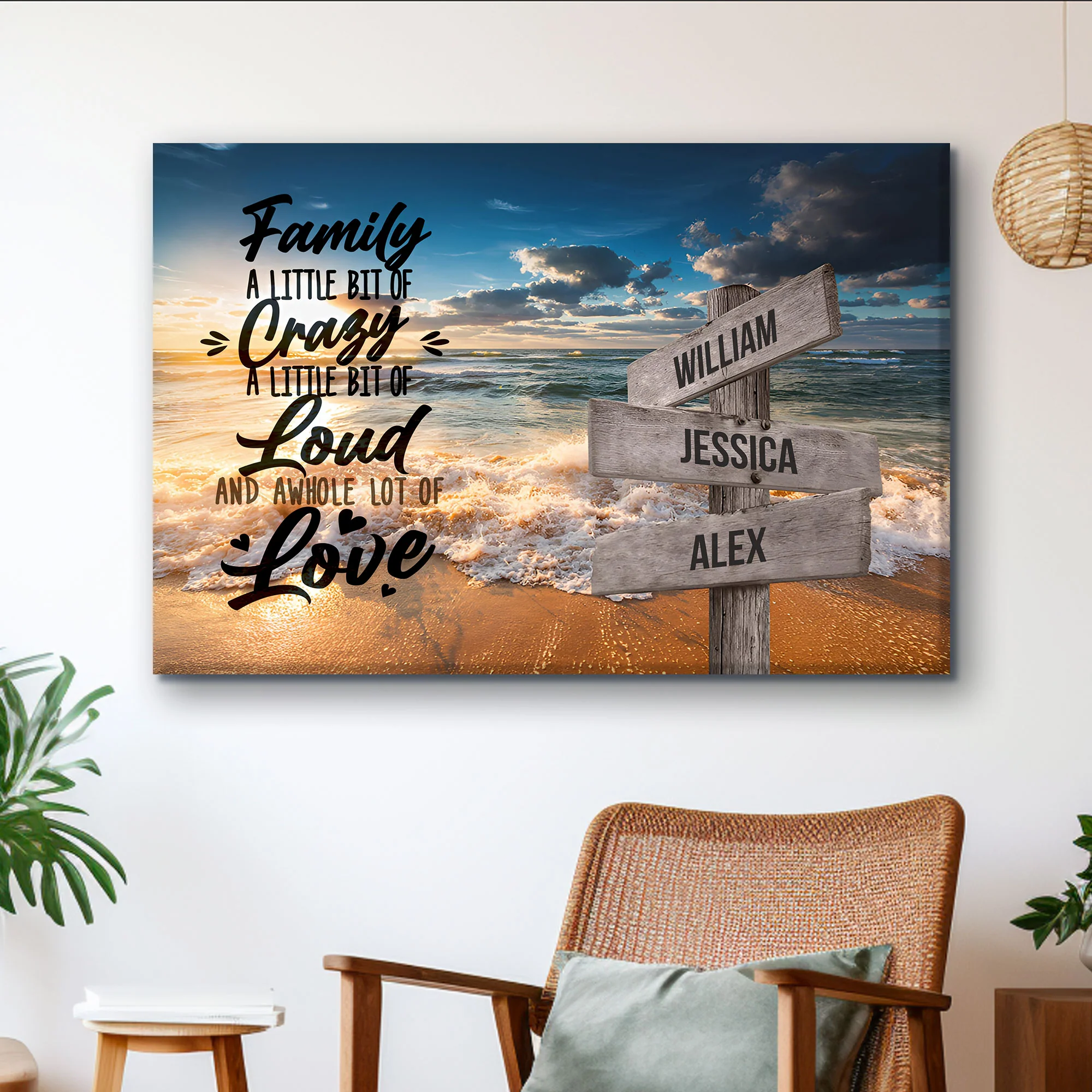 "Family Love & Joy" Personalized Ocean Sunset Canvas Art - The Perfect Gift to Cherish Family Moments - Image 7