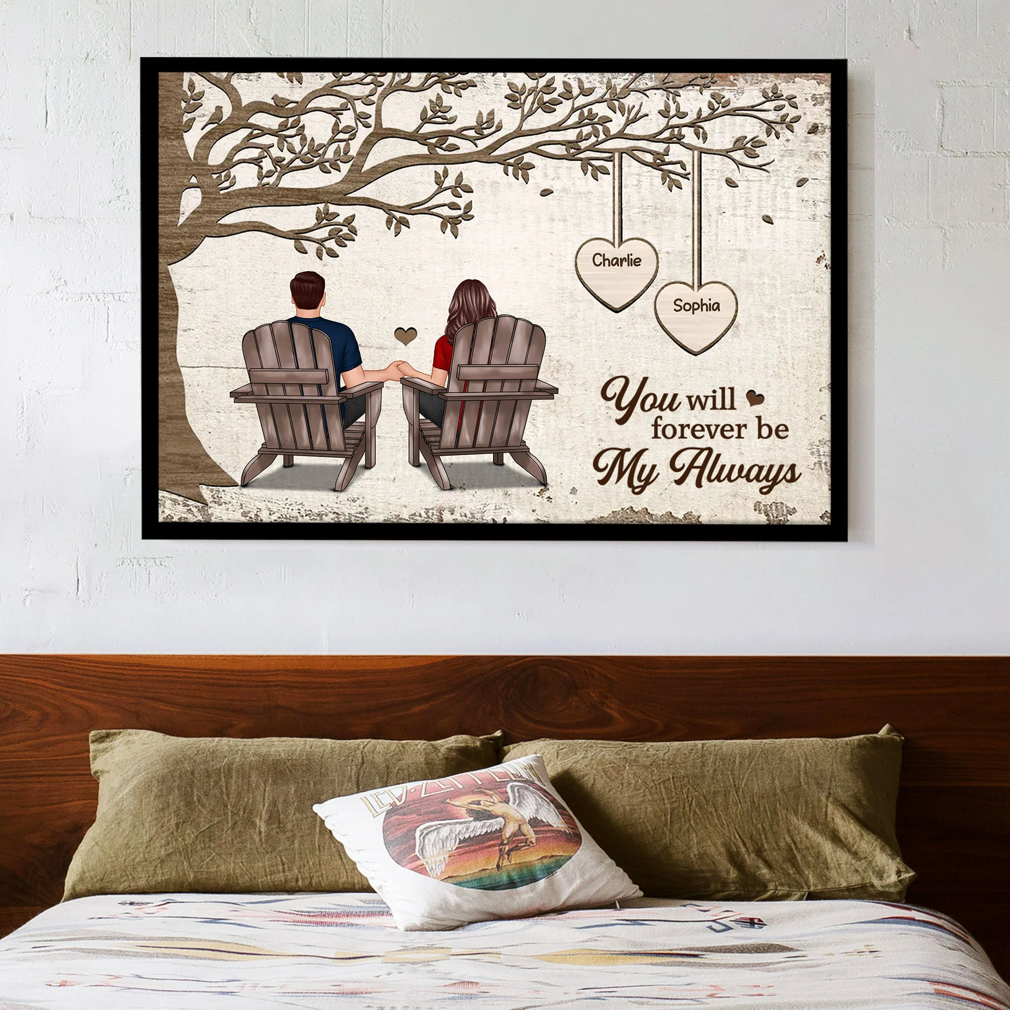 Personalized Poster/Canvas - Couple Sitting Under Tree, You Will Forever Be My Always, A Romantic Gift for Couples - Image 3