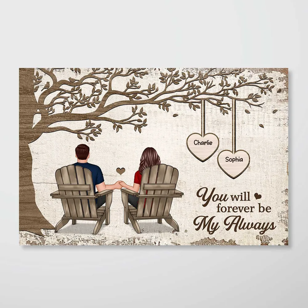 Personalized Poster/Canvas - Couple Sitting Under Tree, You Will Forever Be My Always, A Romantic Gift for Couples - Image 4