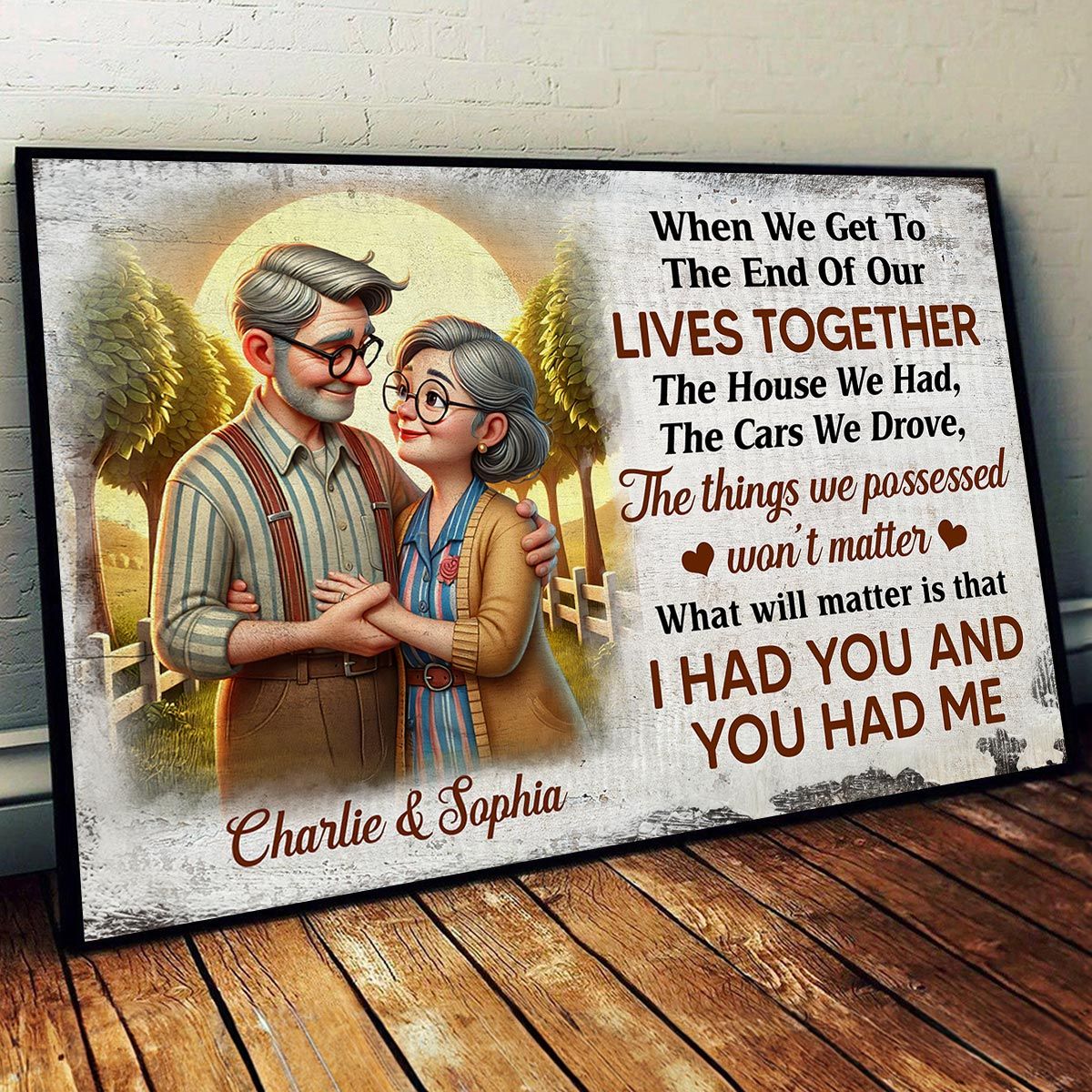 Personalized Elderly Couple Embrace Poster or Canvas - "I Had You and You Had Me" Romantic Keepsake Gift - Image 8