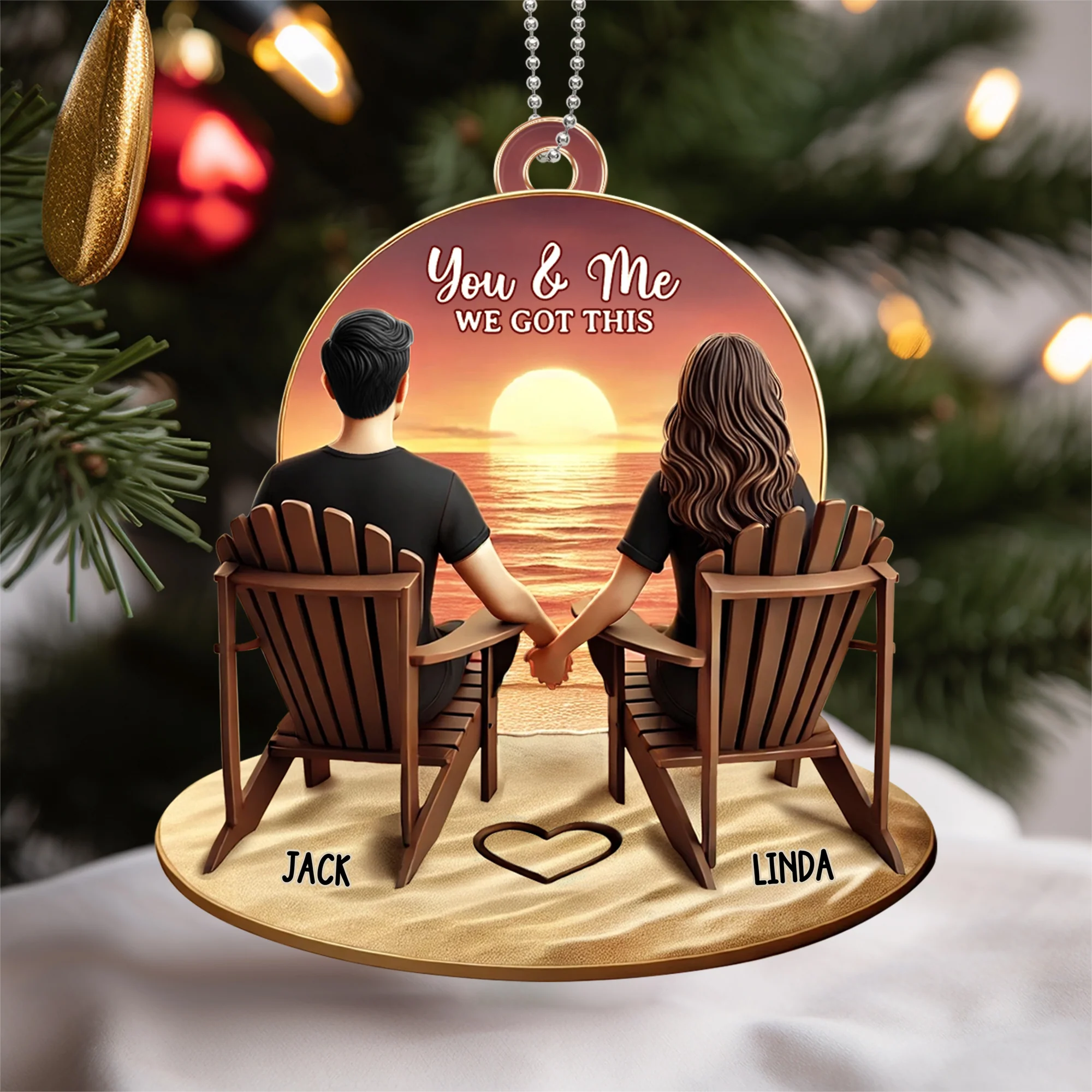 Personalized Couple Ornament - "You & Me, We Got This" | Romantic Sunset Gift for Valentine's Day, Anniversaries, and Birthdays - Image 2