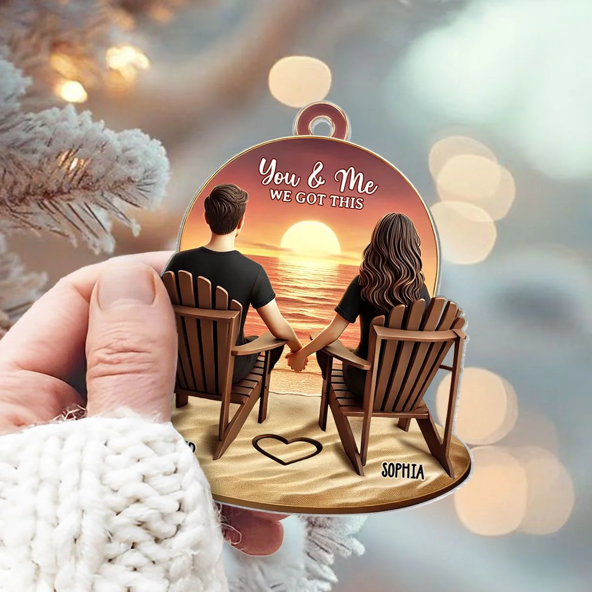 Personalized Couple Ornament - "You & Me, We Got This" | Romantic Sunset Gift for Valentine's Day, Anniversaries, and Birthdays - Image 5