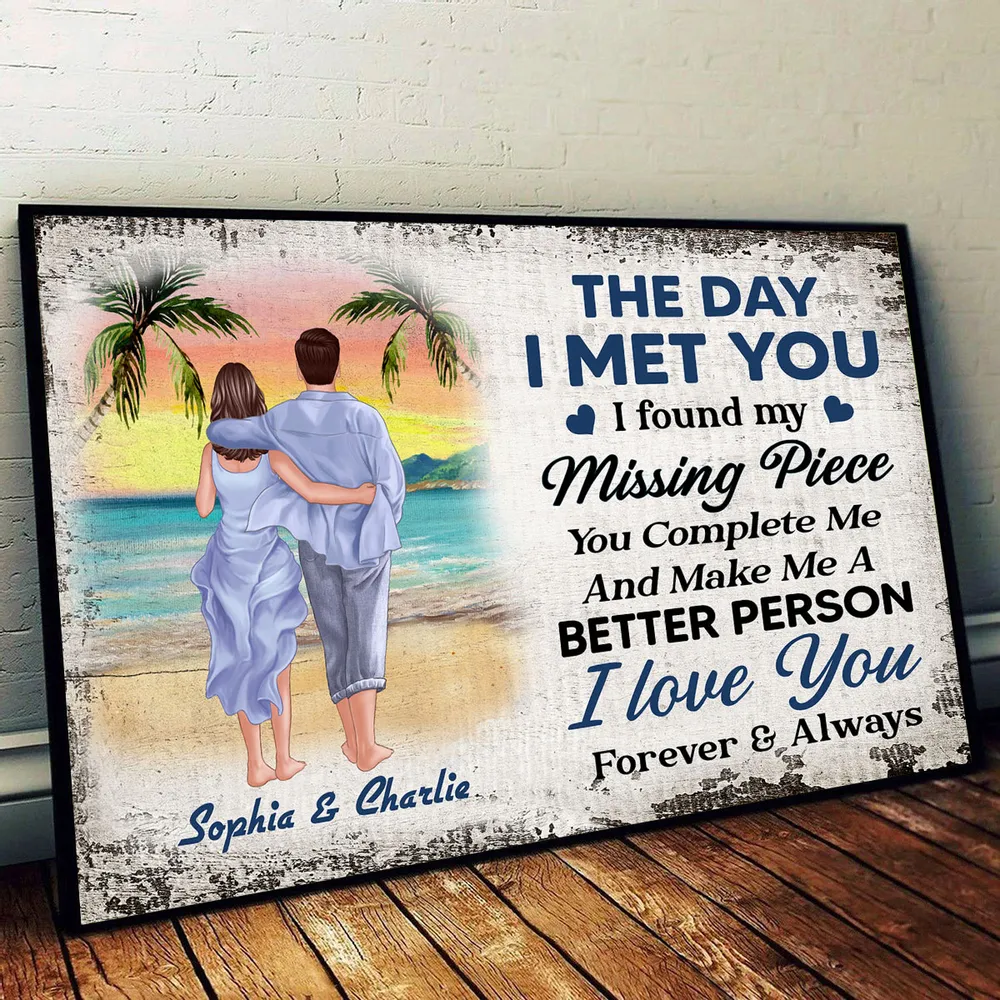 Personalized Beach Couple Poster or Canvas - "The Day I Met You" Romantic Keepsake Gift, Perfect for Couples - Image 5