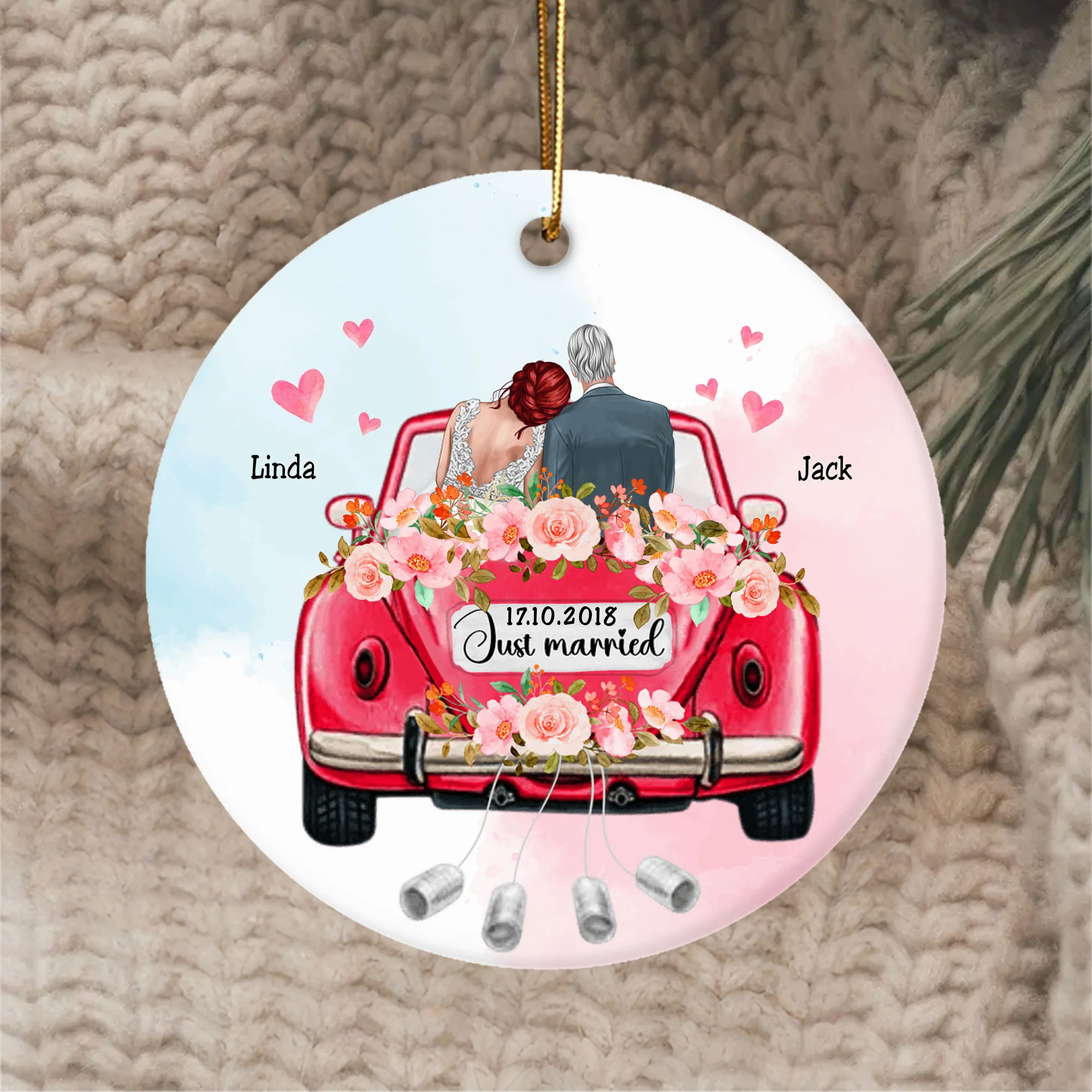 Personalized Wedding Car Ornament - Celebrate the Start of Your Love Journey - Image 2
