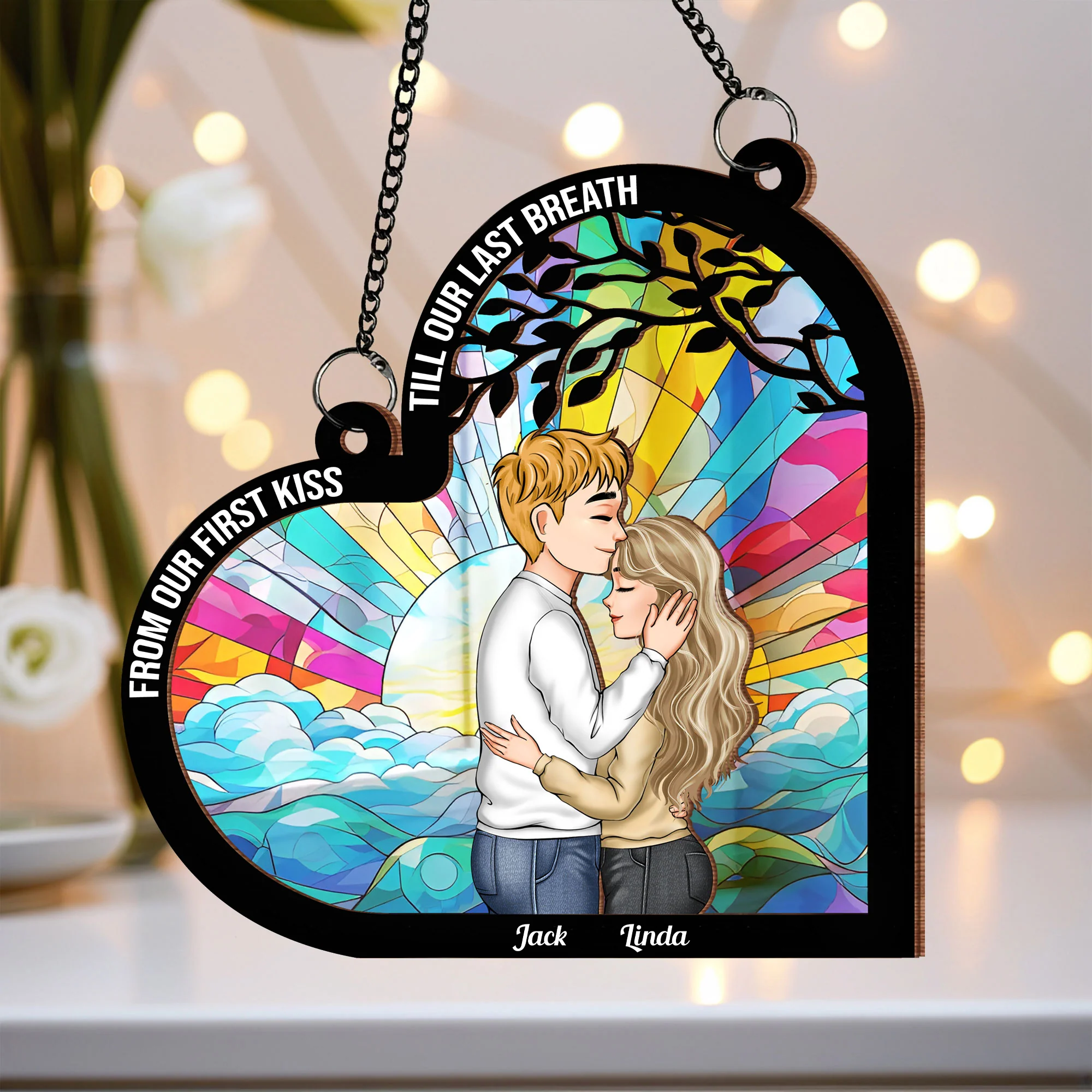 Personalized Couple Ornament - Capturing First Kiss and Everlasting Love in Unique Design