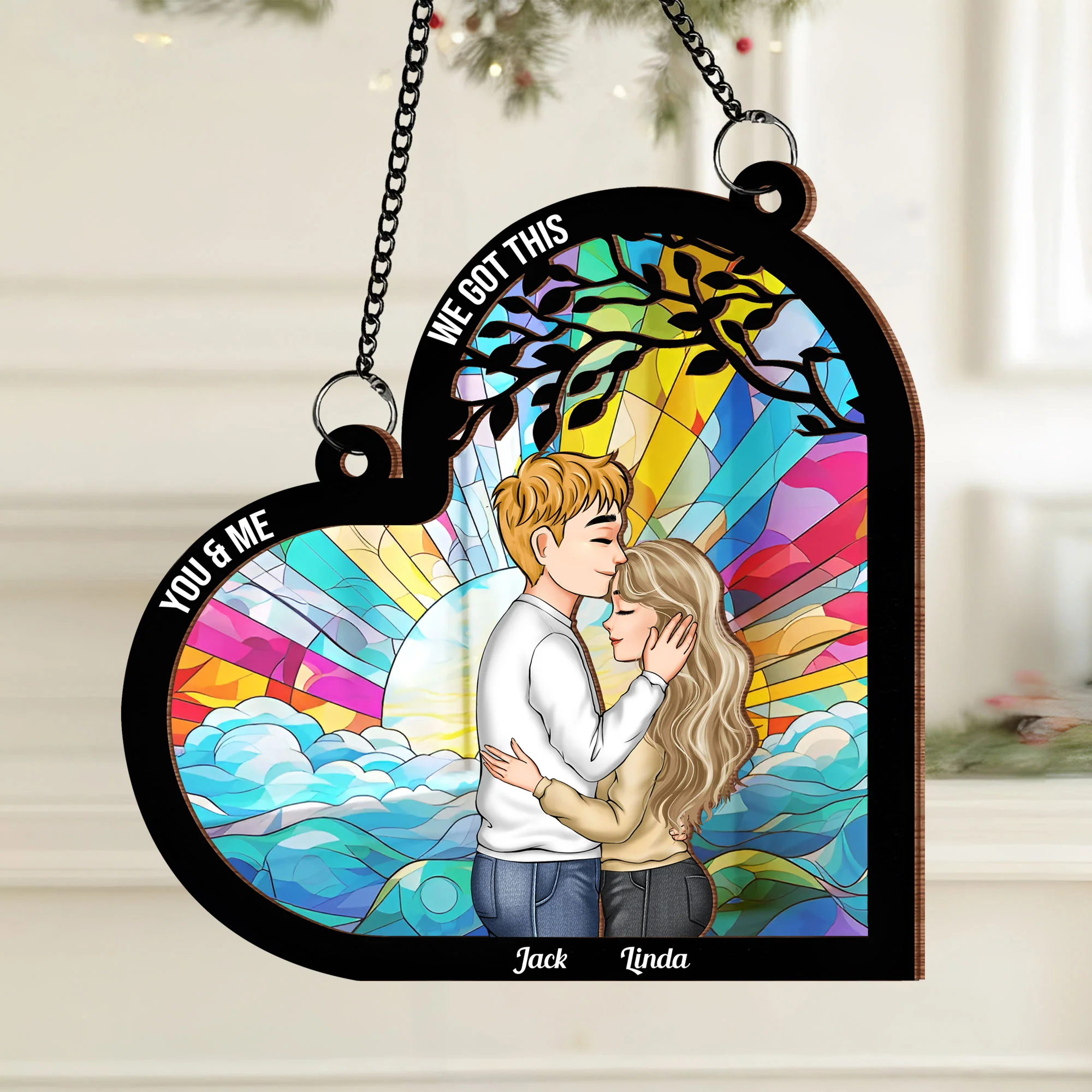 Personalized Couple Ornament - Capturing First Kiss and Everlasting Love in Unique Design - Image 3