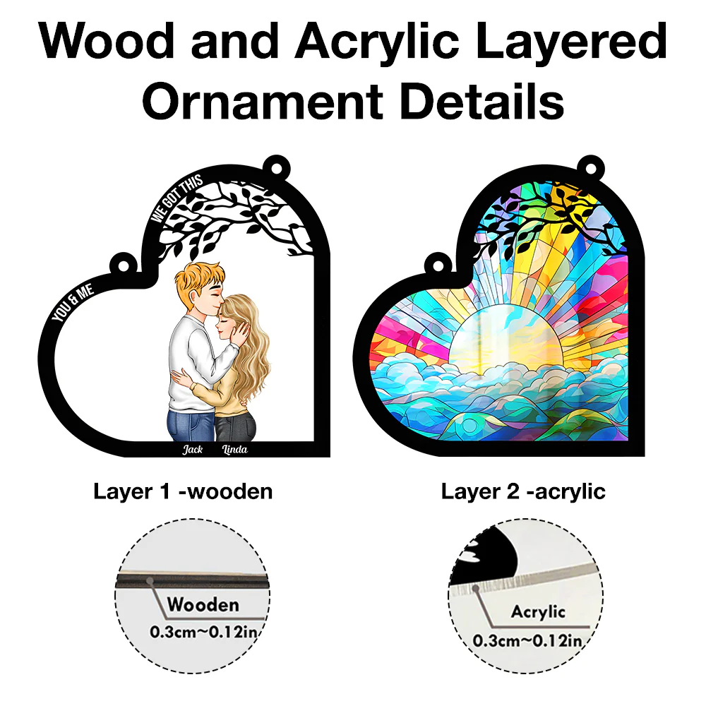 Personalized Couple Ornament - Capturing First Kiss and Everlasting Love in Unique Design - Image 4