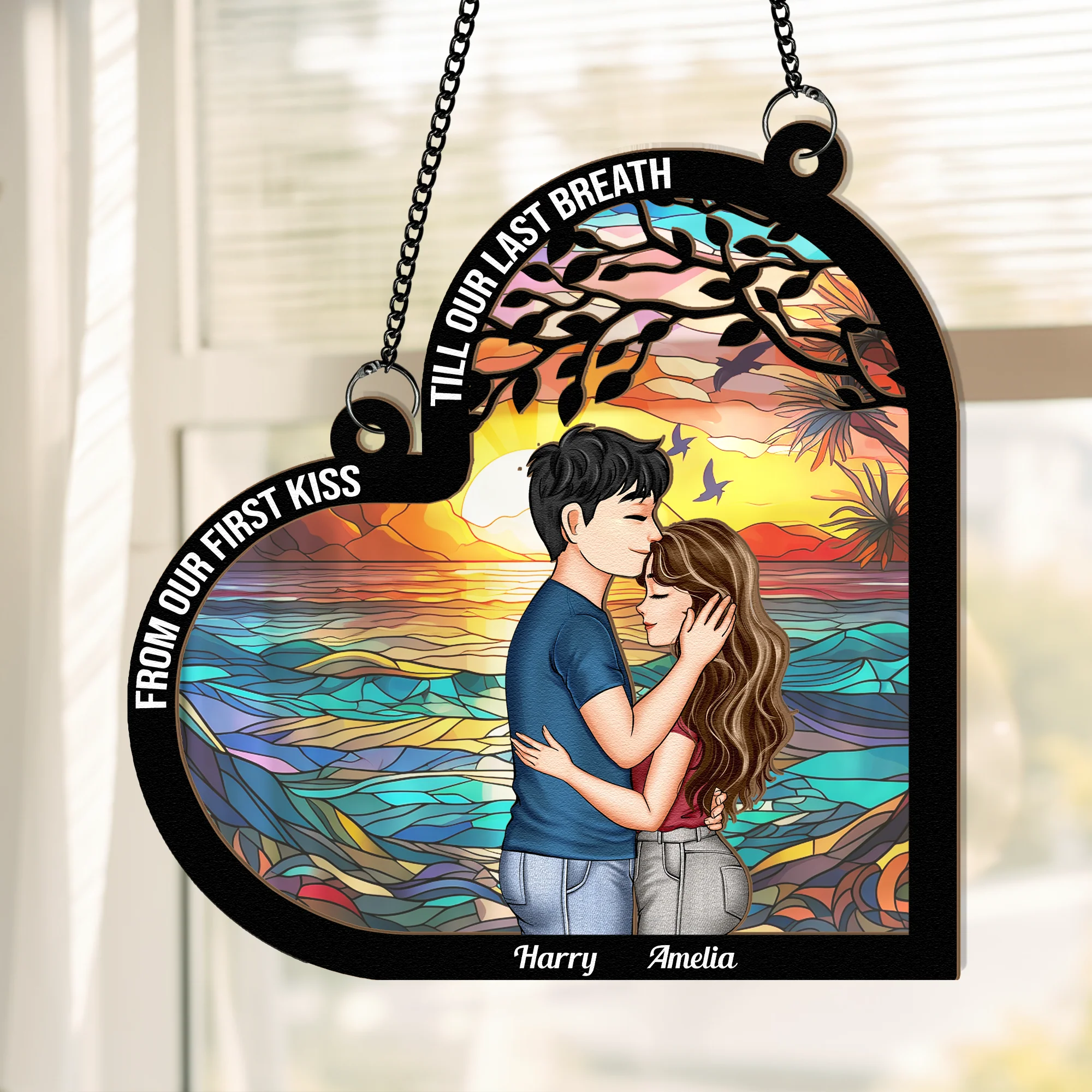 Personalized Couple Ornament - Capturing First Kiss and Everlasting Love in Unique Design - Image 6