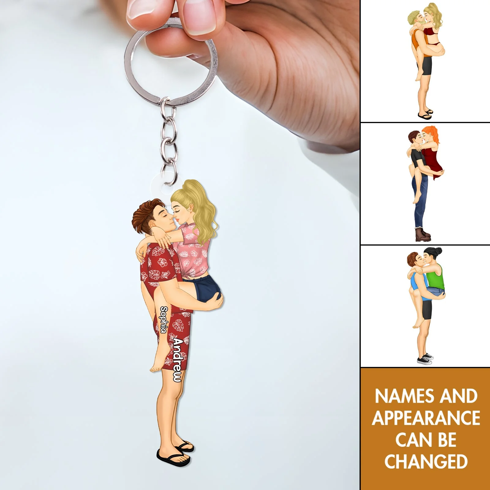 Personalized Couple Acrylic Keychain - Romantic Kissing Design - Image 4