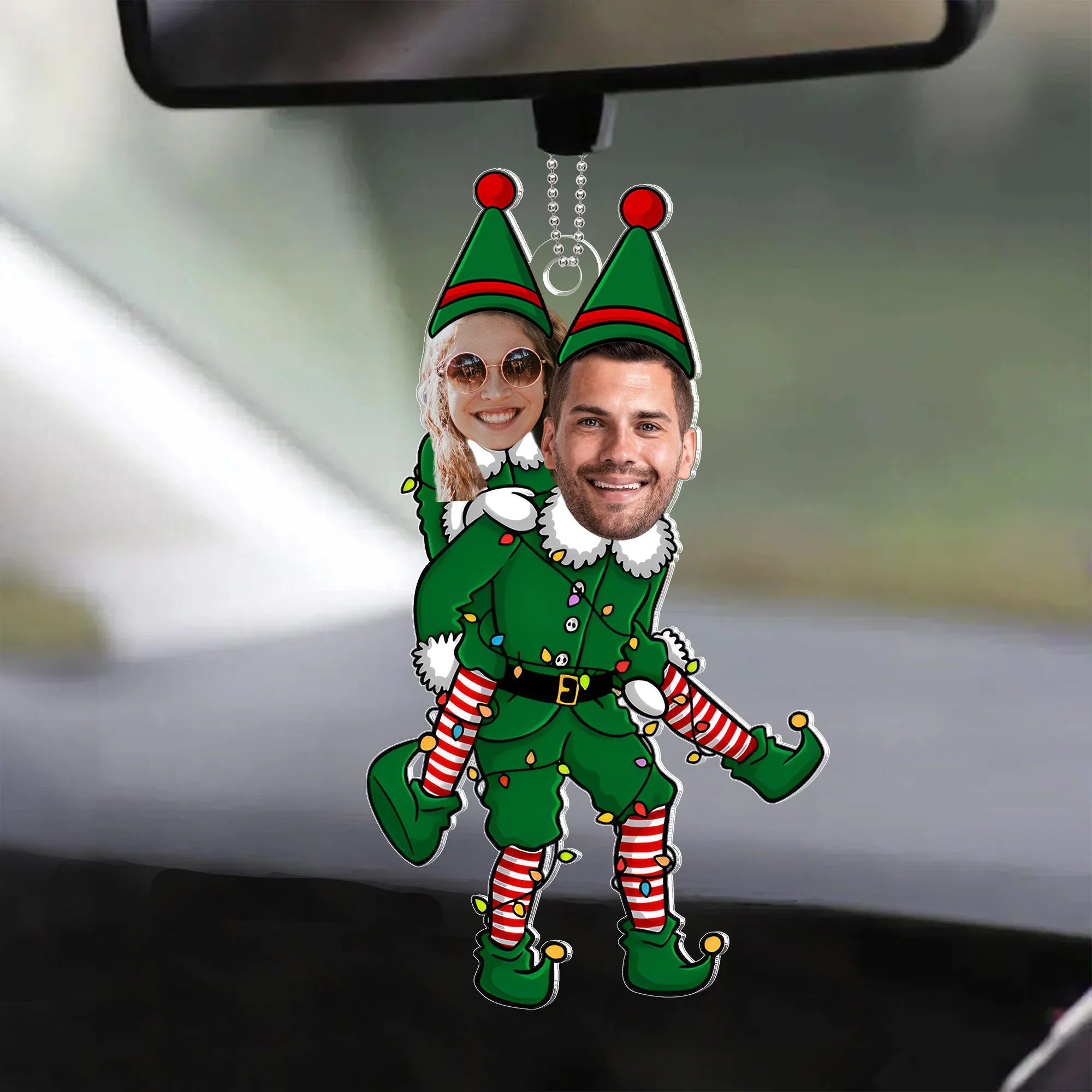 Unique Funny Couple Elf Hanging Decoration - Personalized Acrylic Ornament, Perfect for Holiday Gifting - Image 2