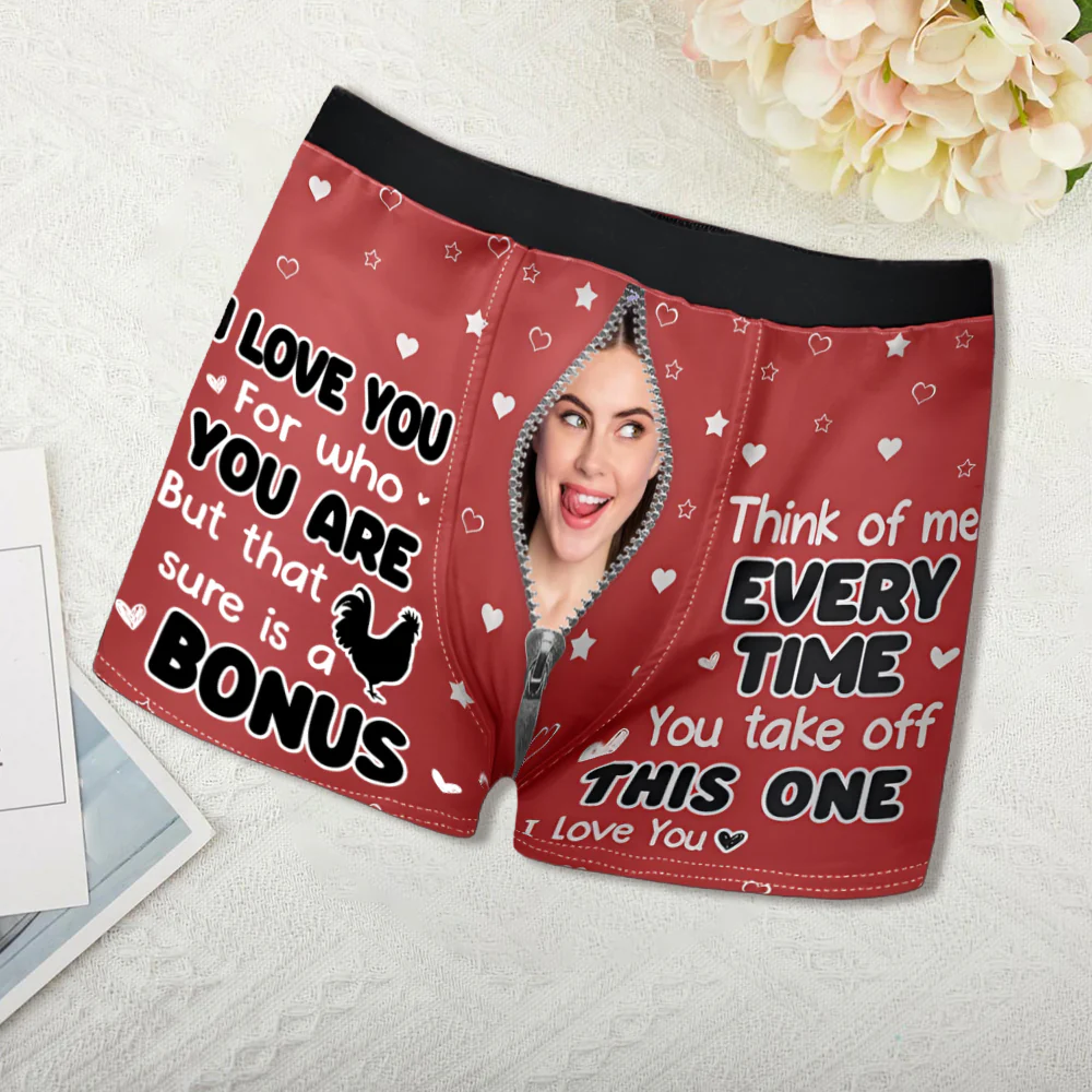 "Think of Me Every Time You Take Off These – Romantic and Funny Personalized Boxer Briefs for Him" - Image 3
