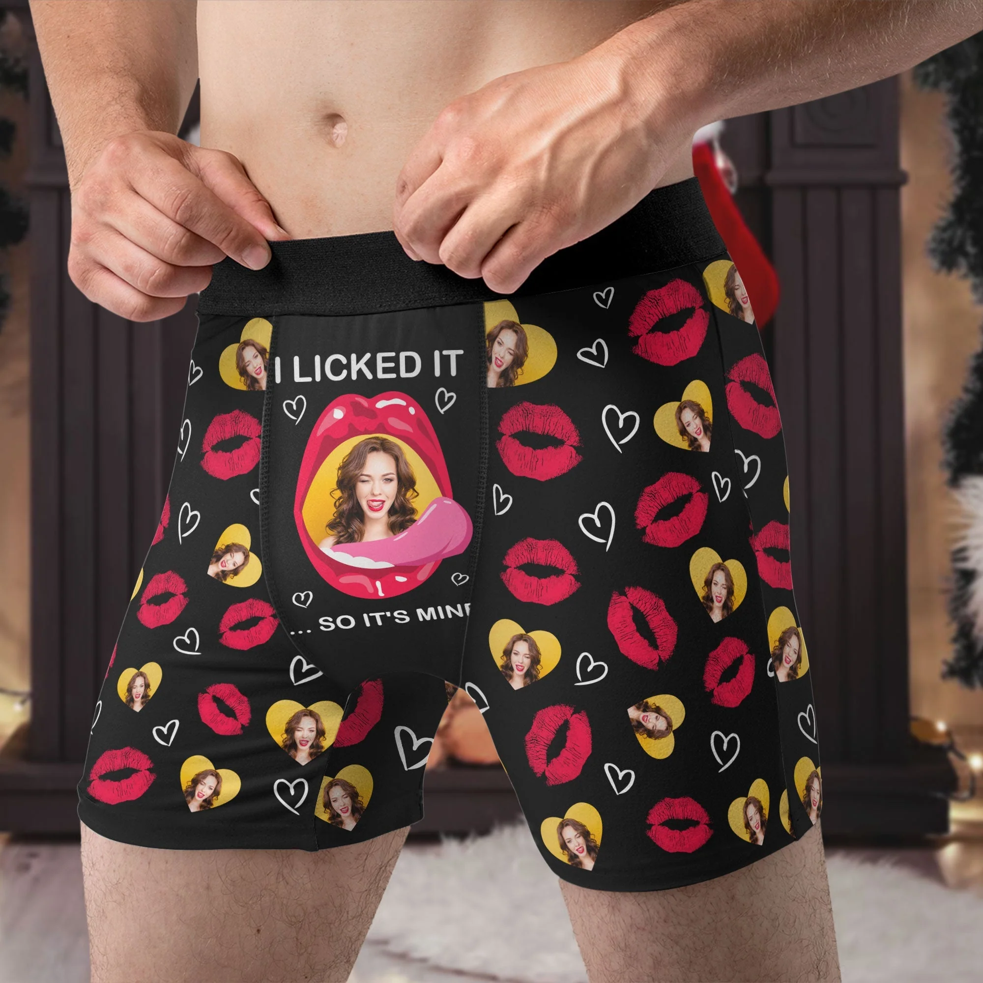 "I Licked It So It’s Mine – Funny Personalized Boxer Briefs for Husband with Your Face" - Image 7