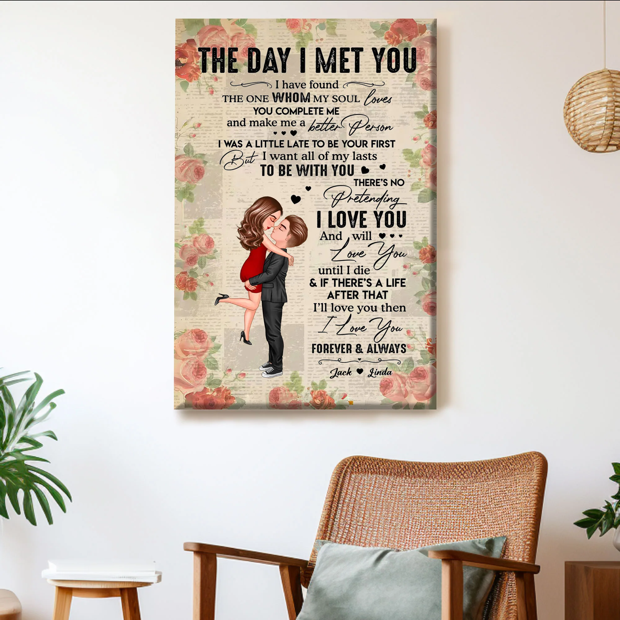 Personalized Vertical Poster for Couples - "The Day I Met You" Romantic Gift - Image 2