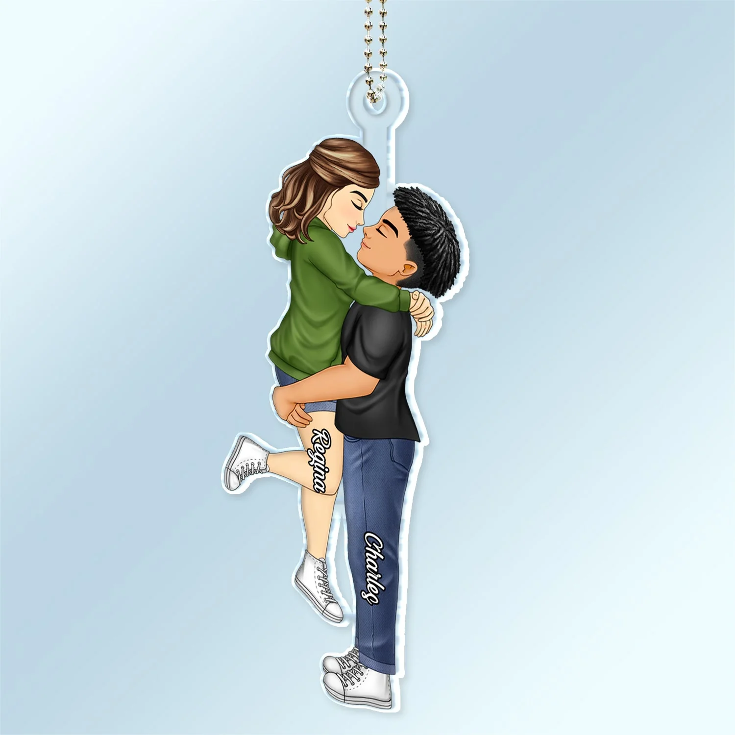 Romantic Couple Kissing - Personalized Acrylic Car Hanger for Anniversary Gift - Image 6