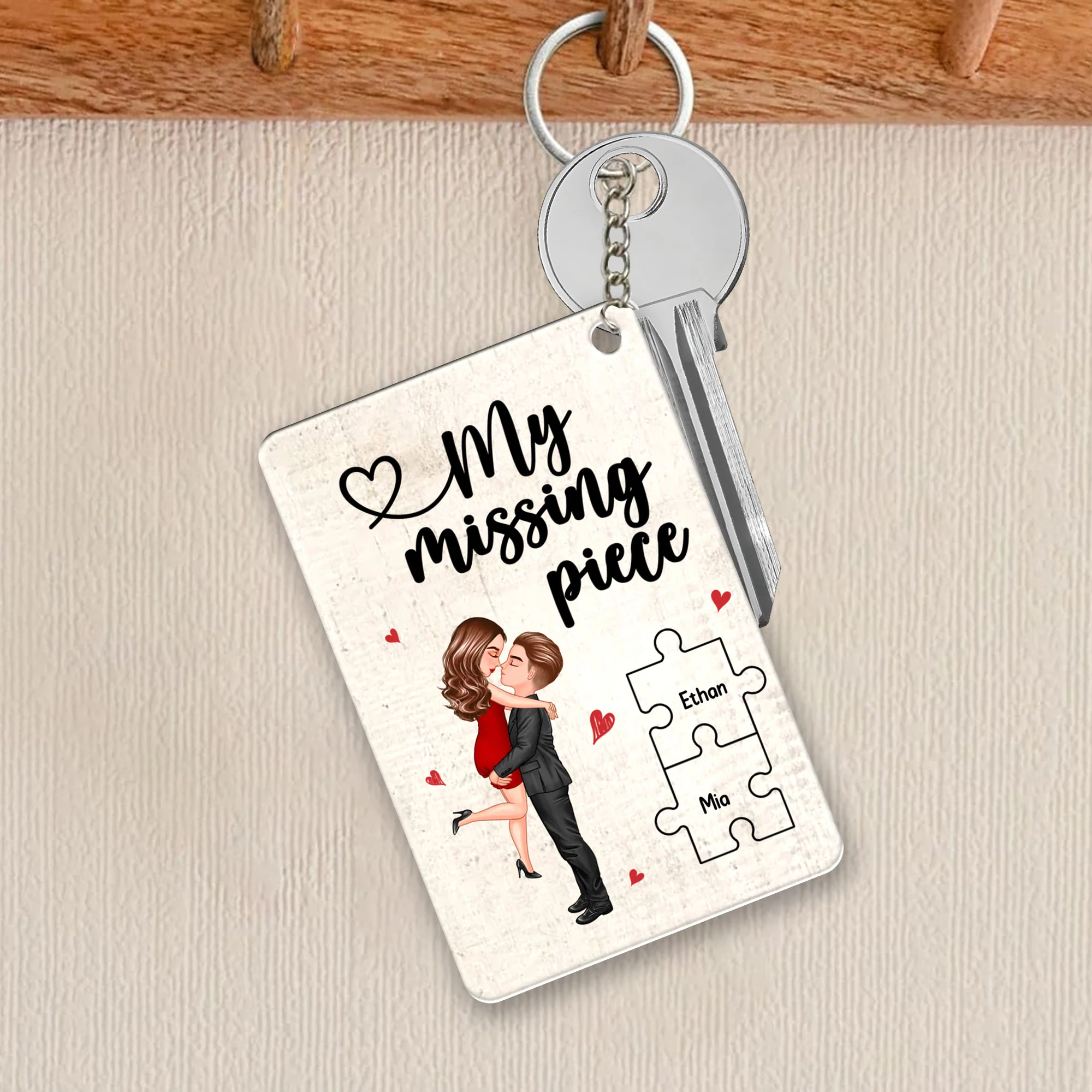 My Missing Piece - Couple Embracing Keychain, A Romantic Personalized Gift for Valentine’s Day or Anniversaries - Image 2
