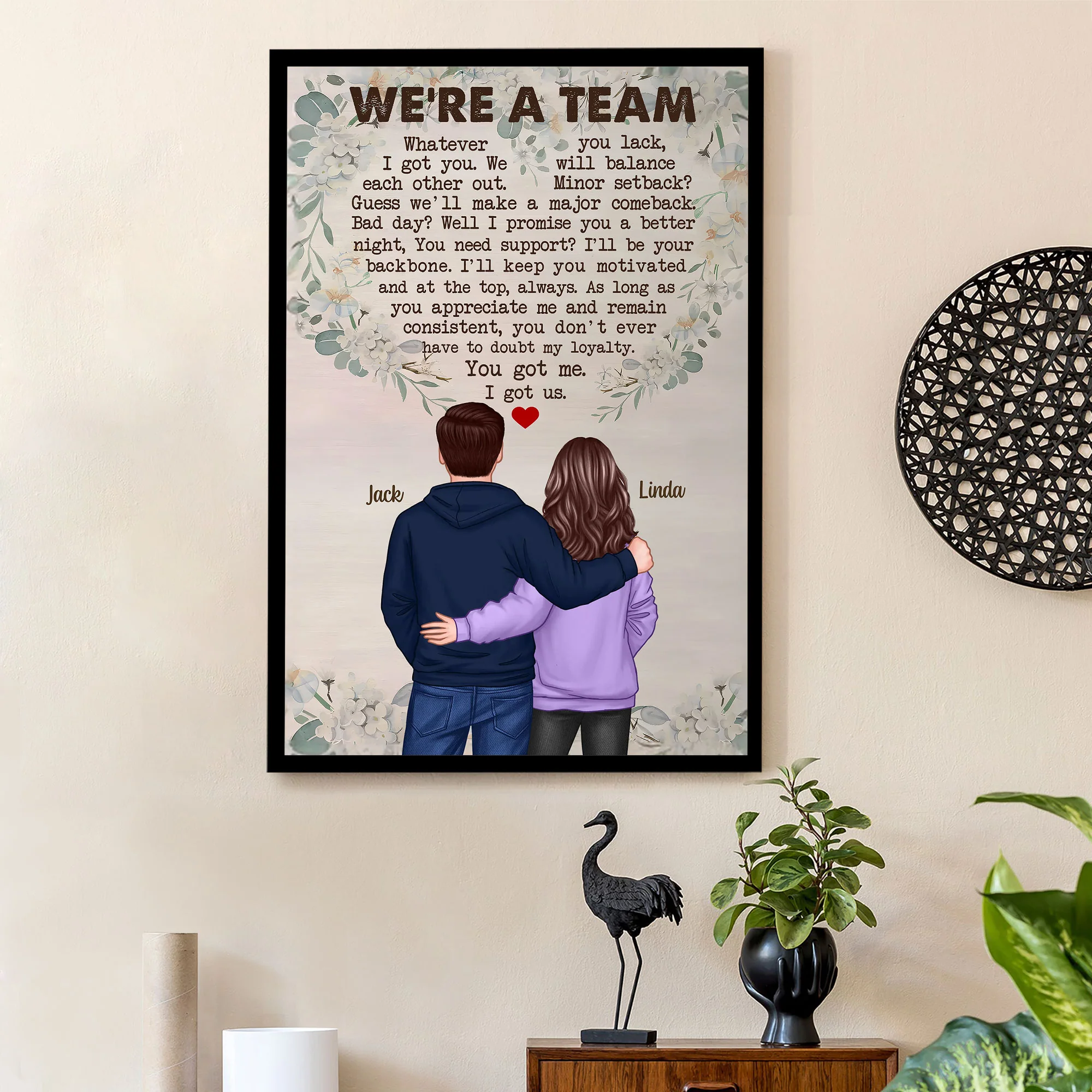 We're a Team Personalized Couple Poster - Perfect Gift for Lovers, Anniversaries, Valentine's Day, and Weddings