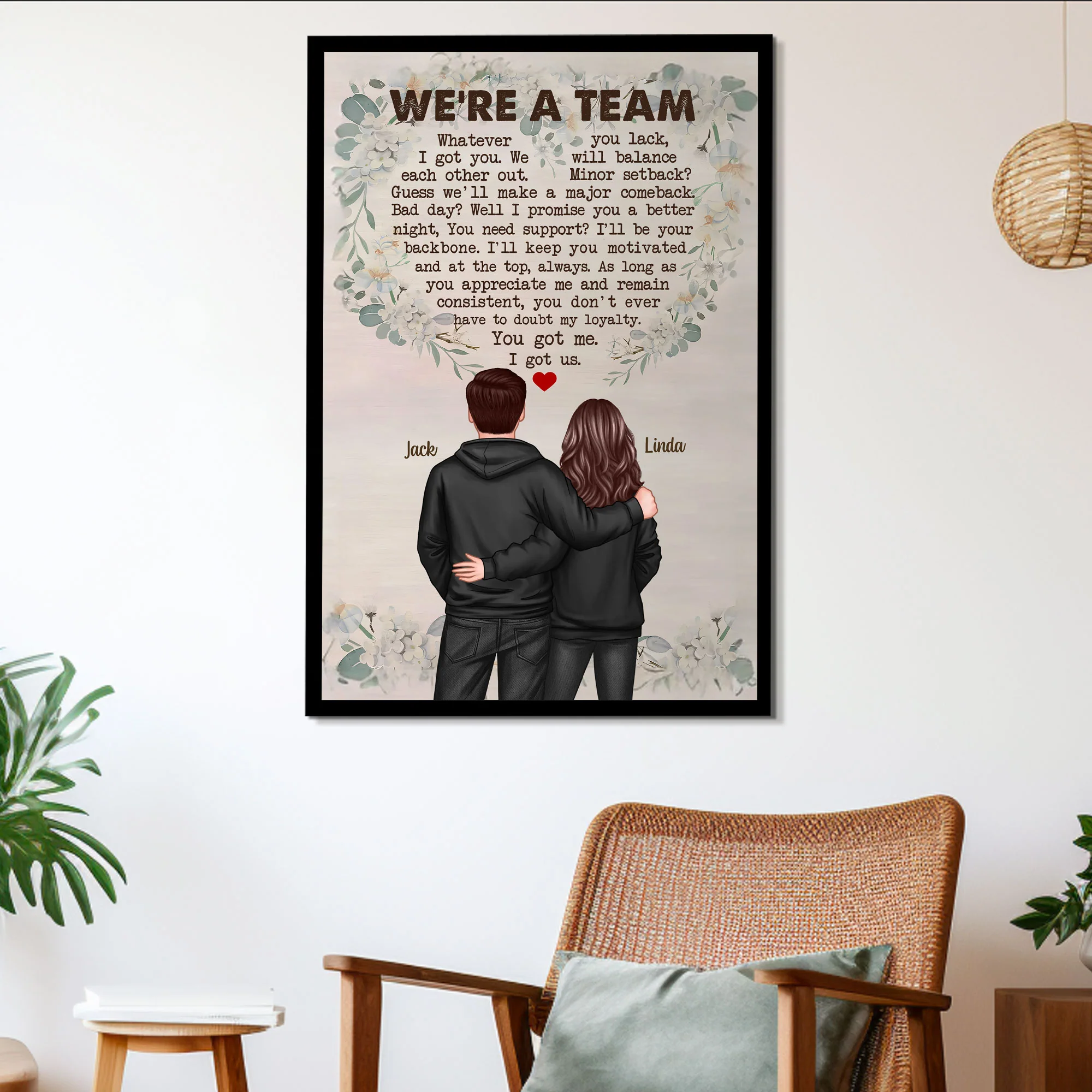 We're a Team Personalized Couple Poster - Perfect Gift for Lovers, Anniversaries, Valentine's Day, and Weddings - Image 2