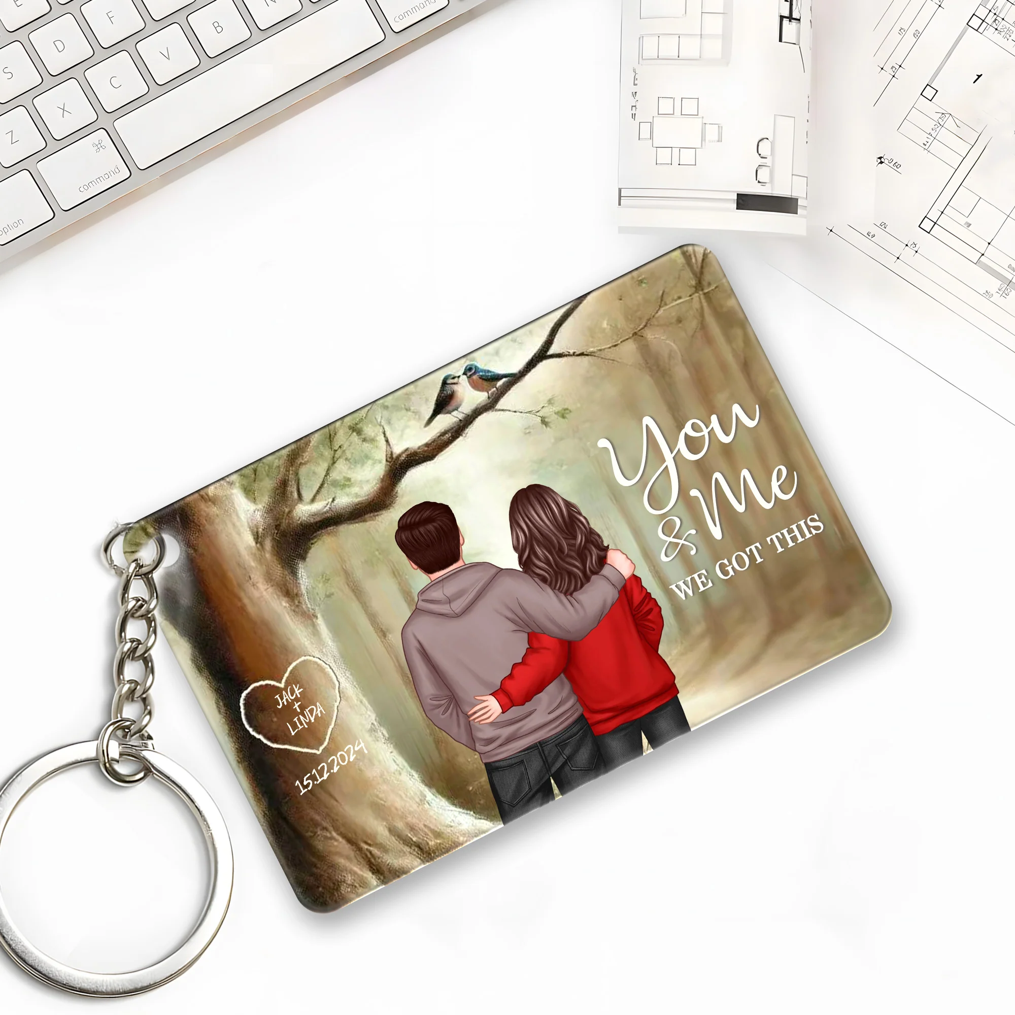 "You & Me" Personalized Couple Keychain - Perfect Sentimental Gift for Anniversaries, Valentine's Day & Weddings - Image 2