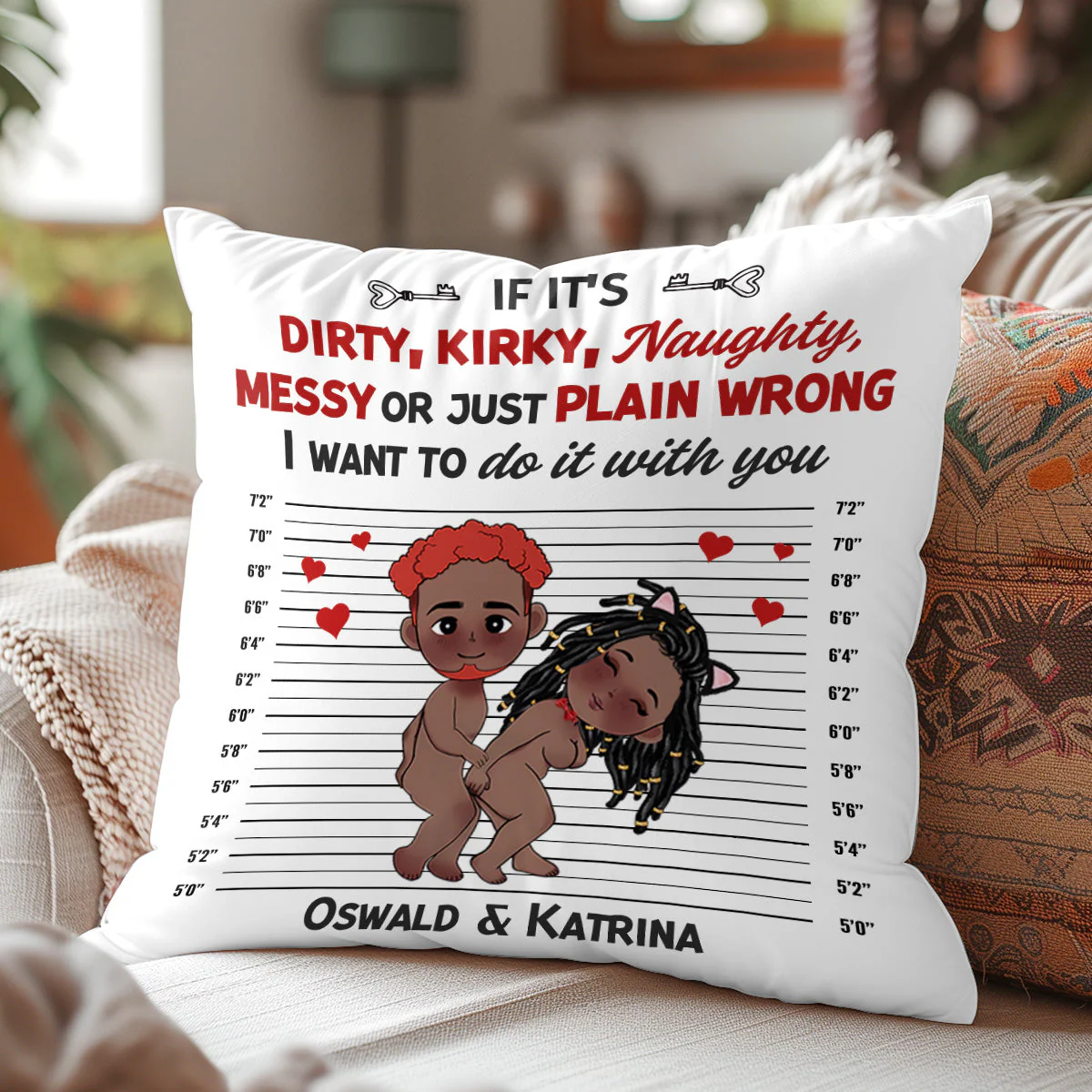 Custom Couple Pillow – “Playful Mugshot” Personalized Design, Romantic Gift for Valentine’s and Anniversaries - Image 4