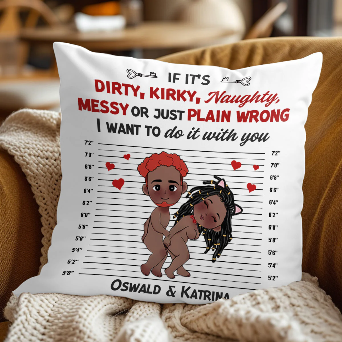 Custom Couple Pillow – “Playful Mugshot” Personalized Design, Romantic Gift for Valentine’s and Anniversaries - Image 5