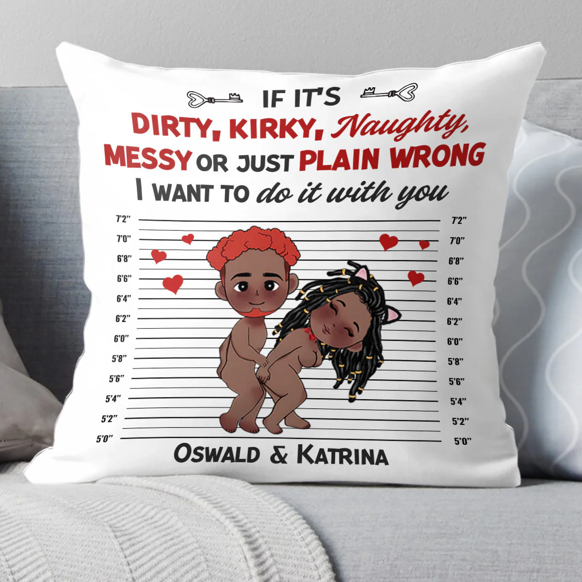 Custom Couple Pillow – “Playful Mugshot” Personalized Design, Romantic Gift for Valentine’s and Anniversaries - Image 6