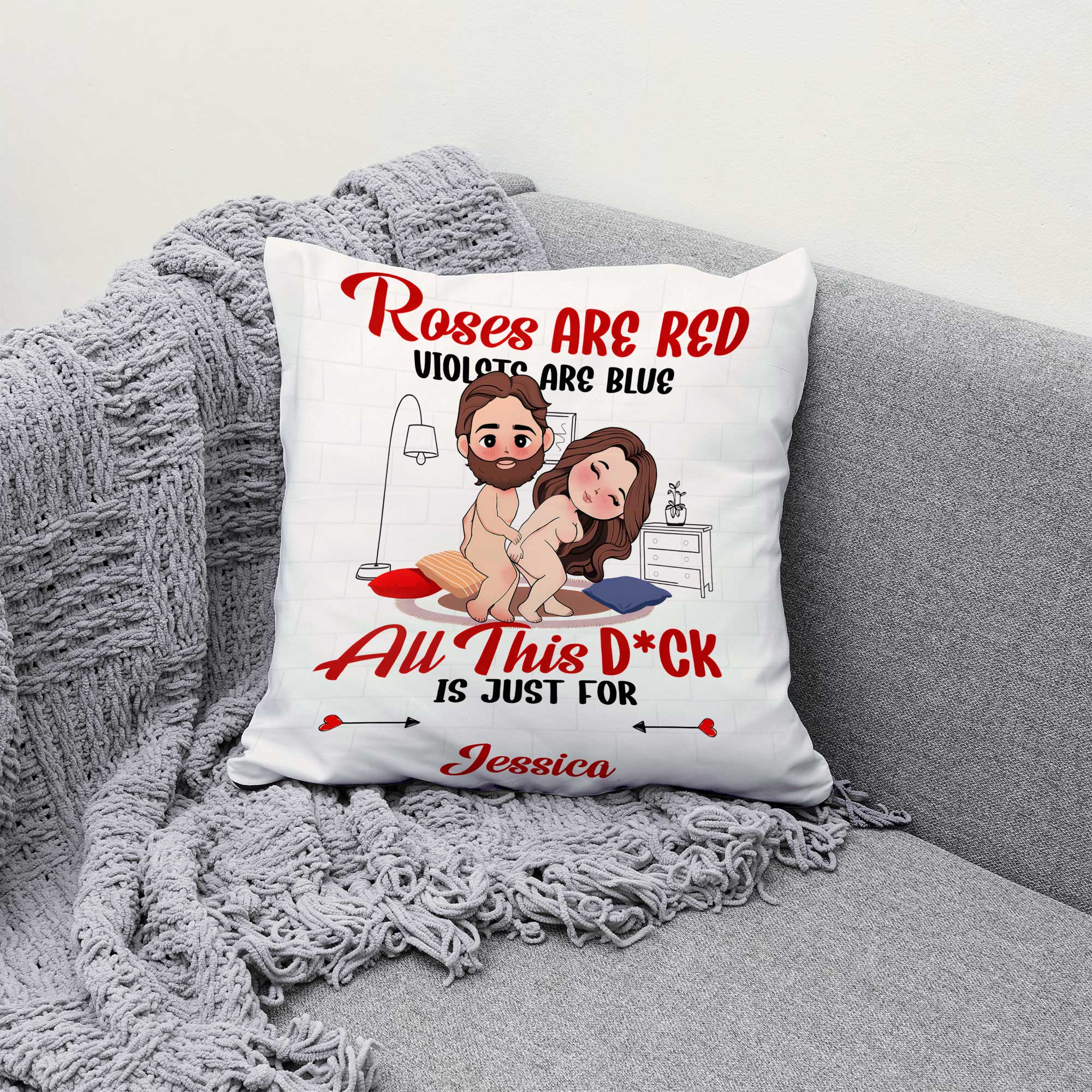 Custom Pillow – “Roses Are Red” Creative Valentine’s Day Gift, Ideal for Romantic Couple Moments - Image 3