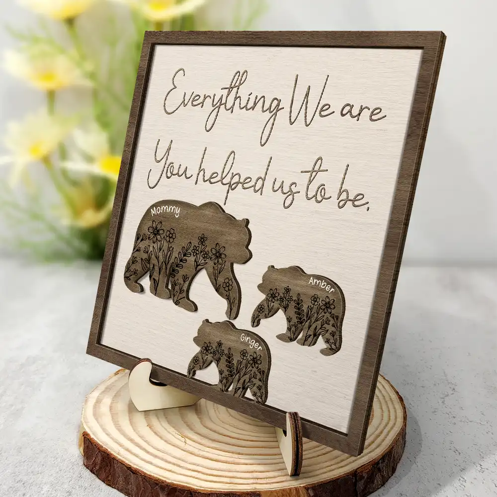 Personalized Mother-Child Elephant Wooden Plaque – Custom Gift - Image 2