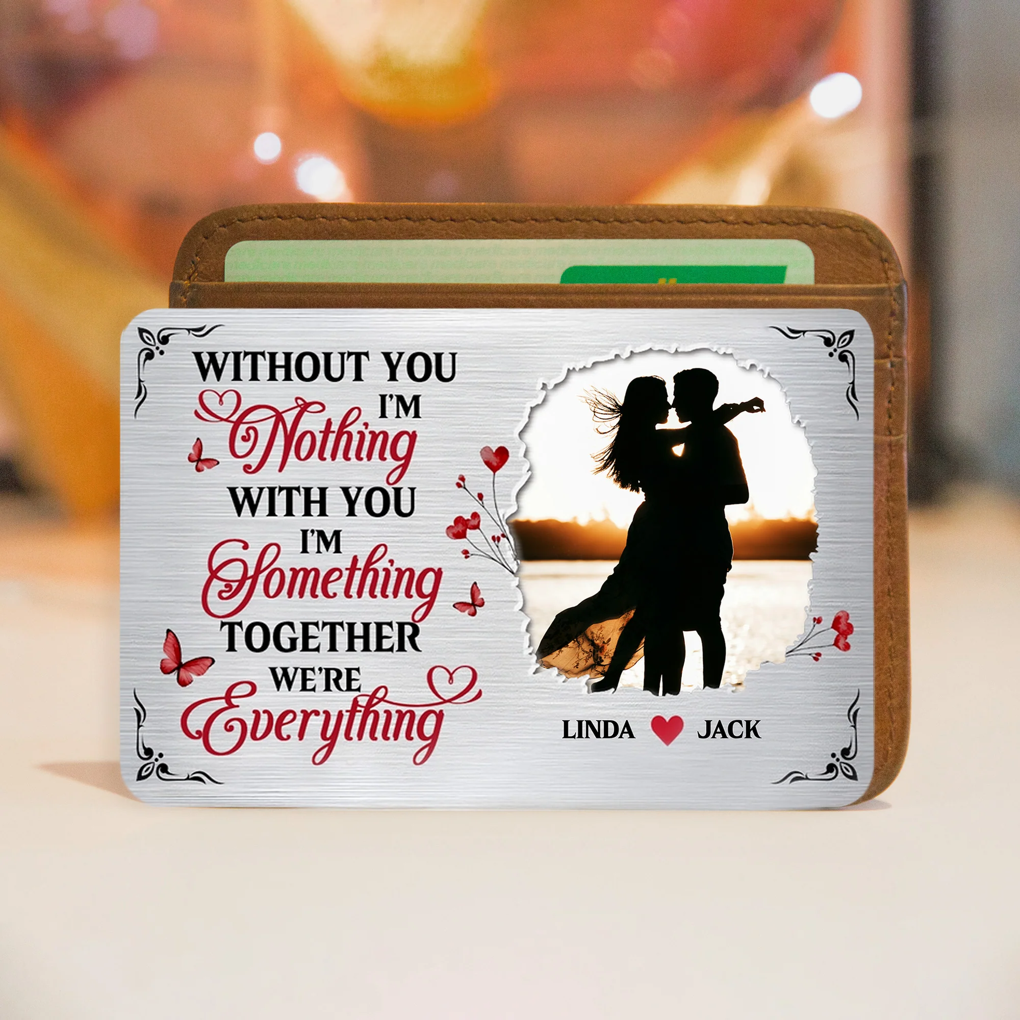 Couple's Custom Wallet Card – "Together We're Everything" Metal Card - Image 2
