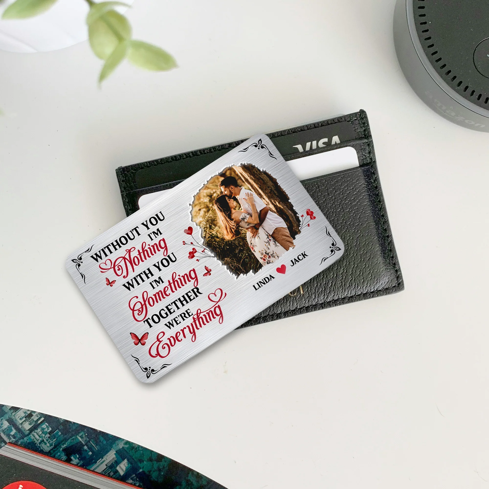 Couple's Custom Wallet Card – "Together We're Everything" Metal Card - Image 3