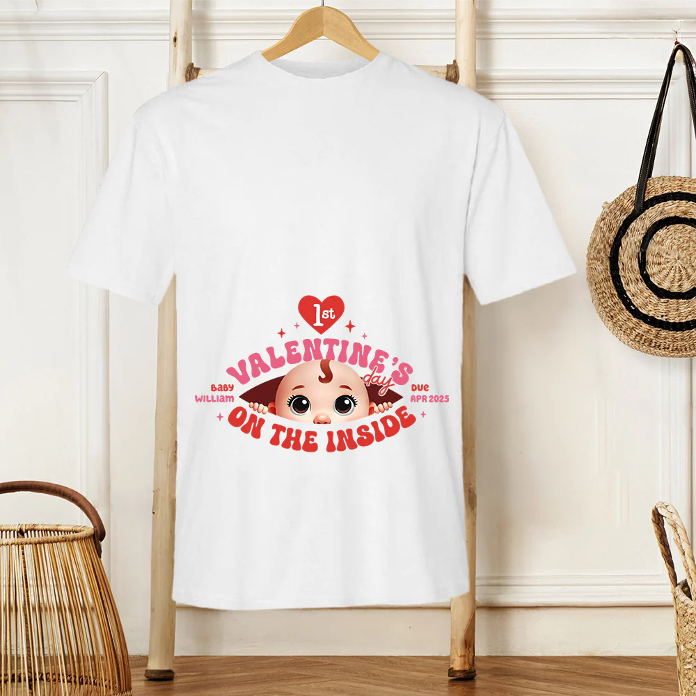 Valentine’s Day Maternity Shirt – Customizable “Baby Is Coming” Classic Tee & Women’s Tee for Expecting Moms - Image 5