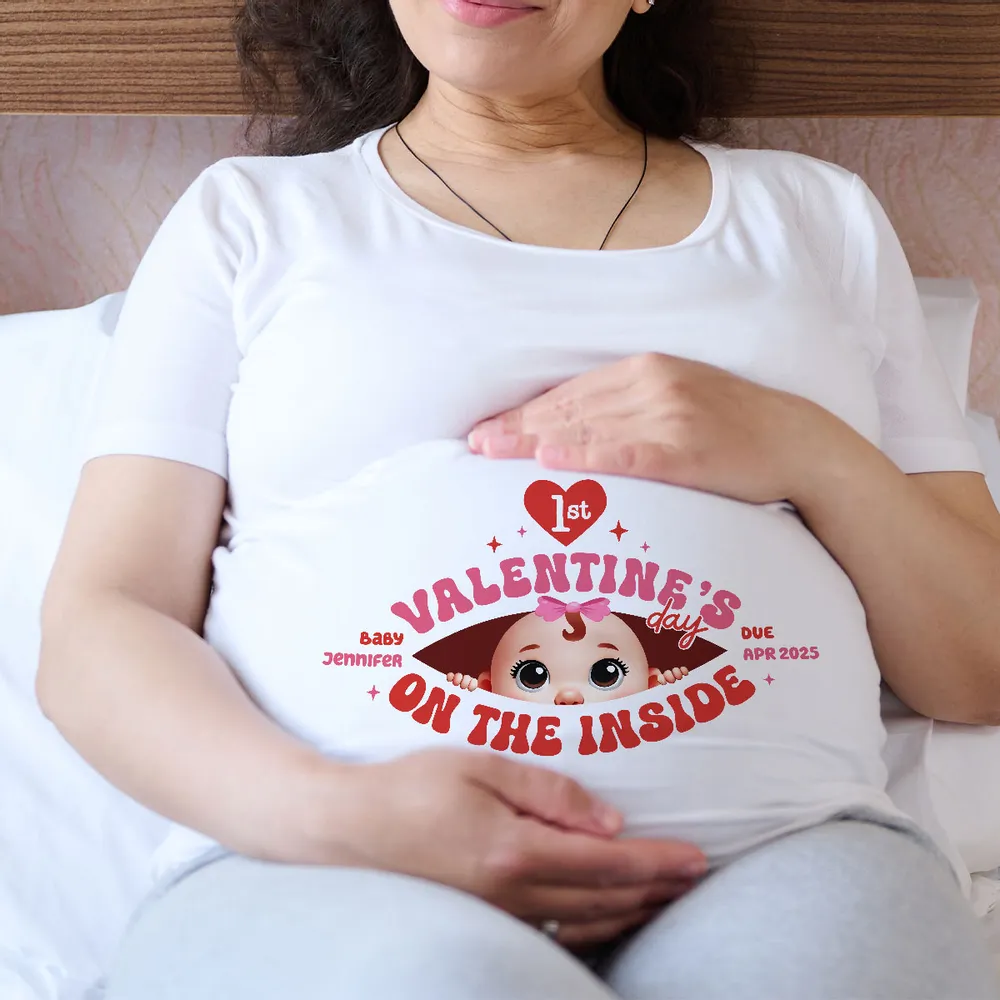 Valentine’s Day Maternity Shirt – Customizable “Baby Is Coming” Classic Tee & Women’s Tee for Expecting Moms - Image 6