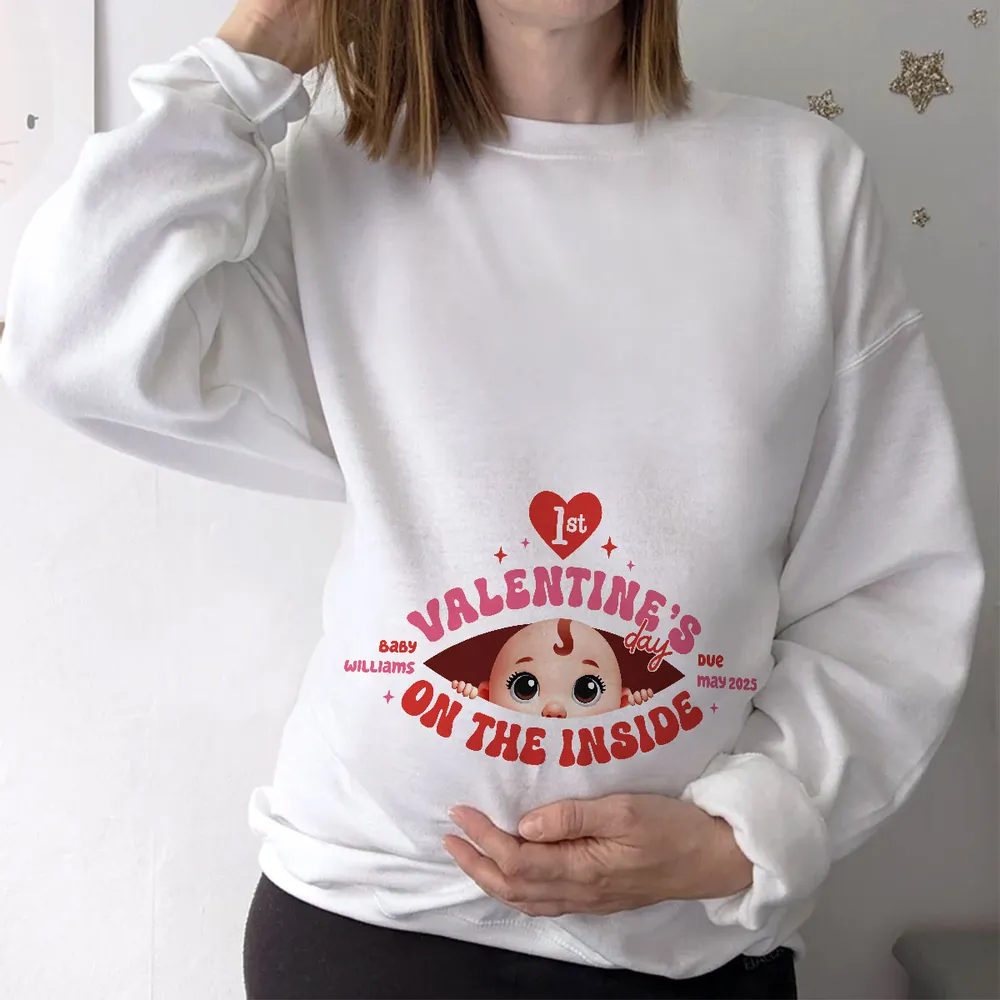 Valentine’s Day Maternity Shirt – Customizable “Baby Is Coming” Classic Tee & Women’s Tee for Expecting Moms - Image 7