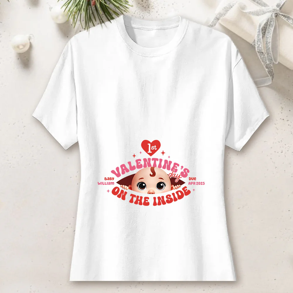 Valentine’s Day Maternity Shirt – Customizable “Baby Is Coming” Classic Tee & Women’s Tee for Expecting Moms - Image 8
