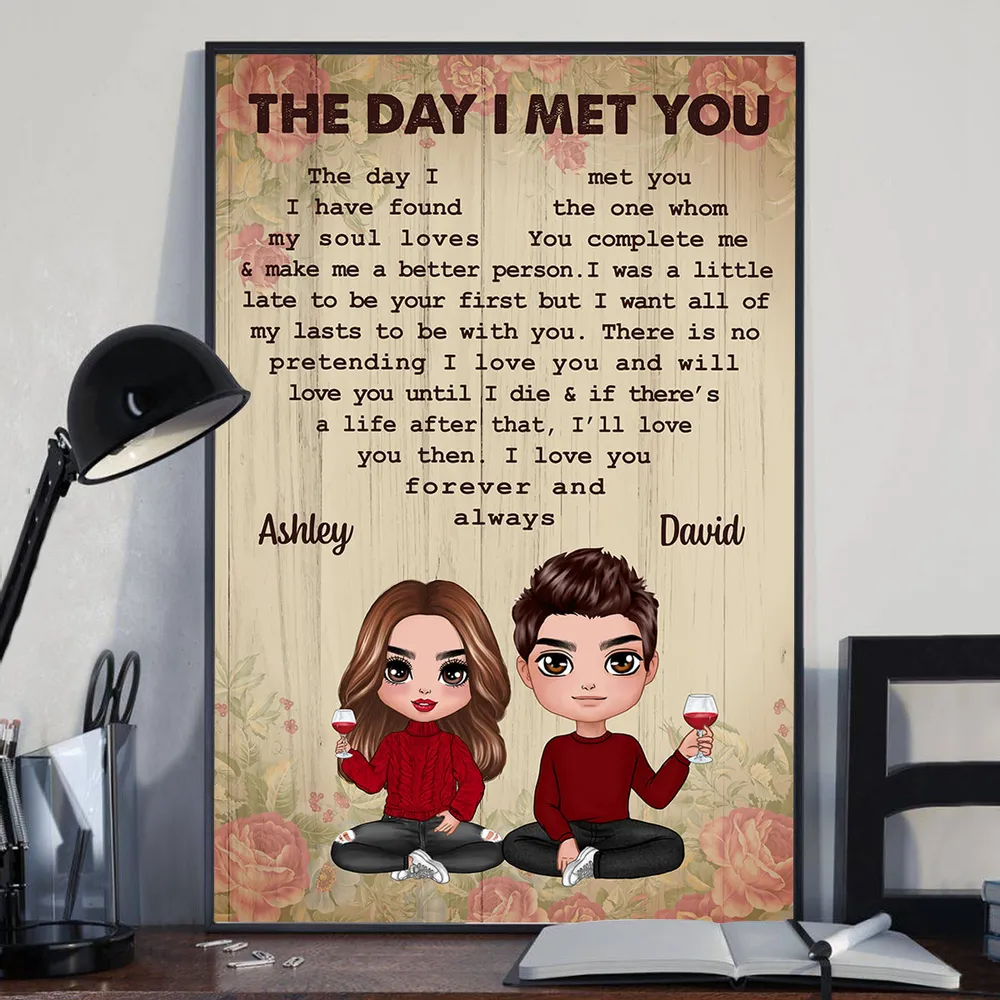 "The Day I Met You" Personalized Couple Poster – Romantic Gift for Anniversaries, Weddings & Valentine's Day - Image 8