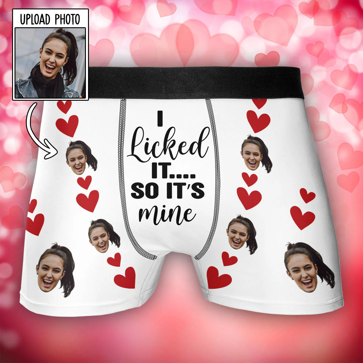 I Licked It, So It's Mine - Personalized Photo Men's Boxer Briefs, Funny Valentine’s Day Gift - Image 2