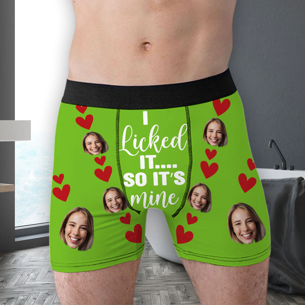I Licked It, So It's Mine - Personalized Photo Men's Boxer Briefs, Funny Valentine’s Day Gift - Image 4