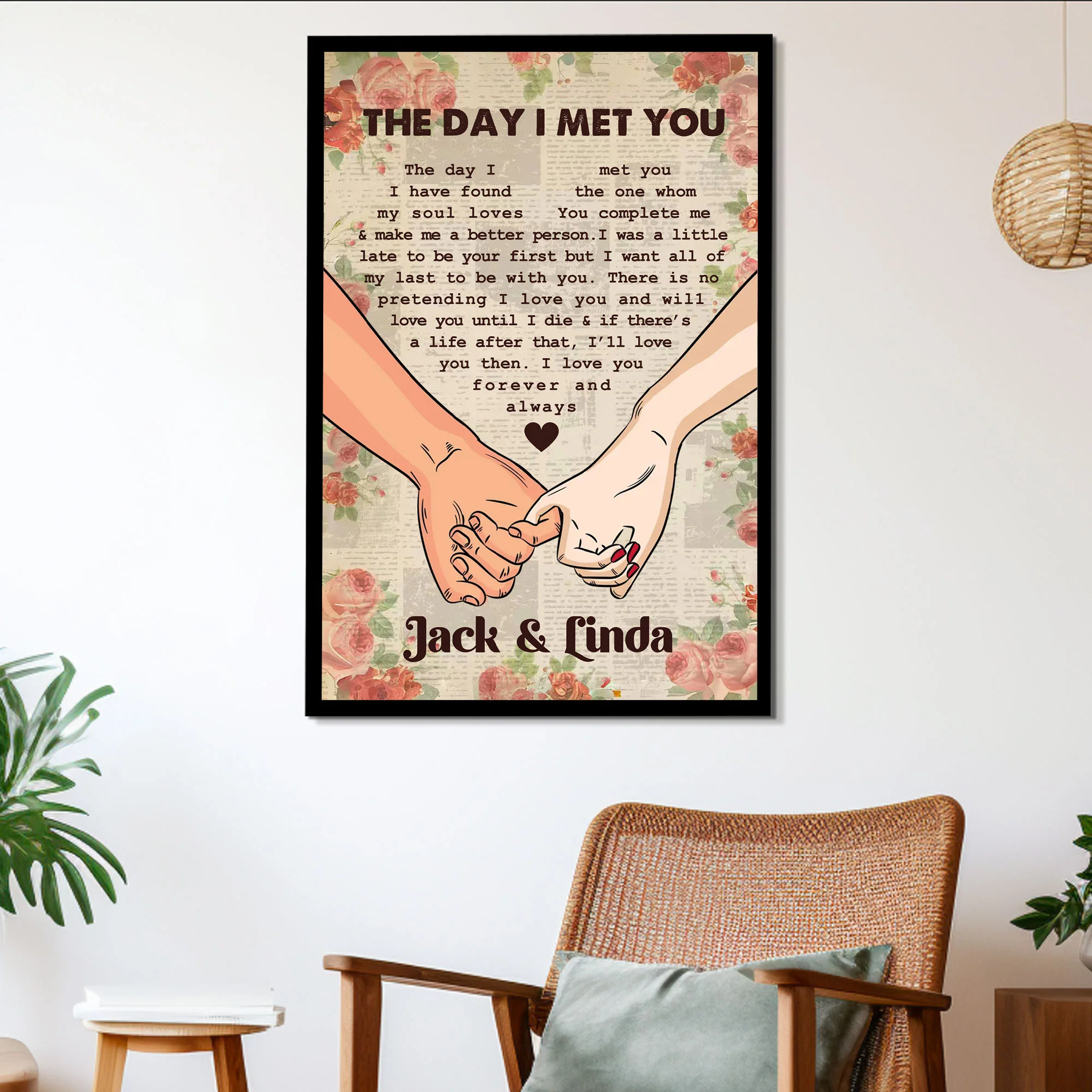 Couple Holding Hands Custom Vertical Poster – "Forever Love" Perfect Romantic Holiday Gift - Image 2