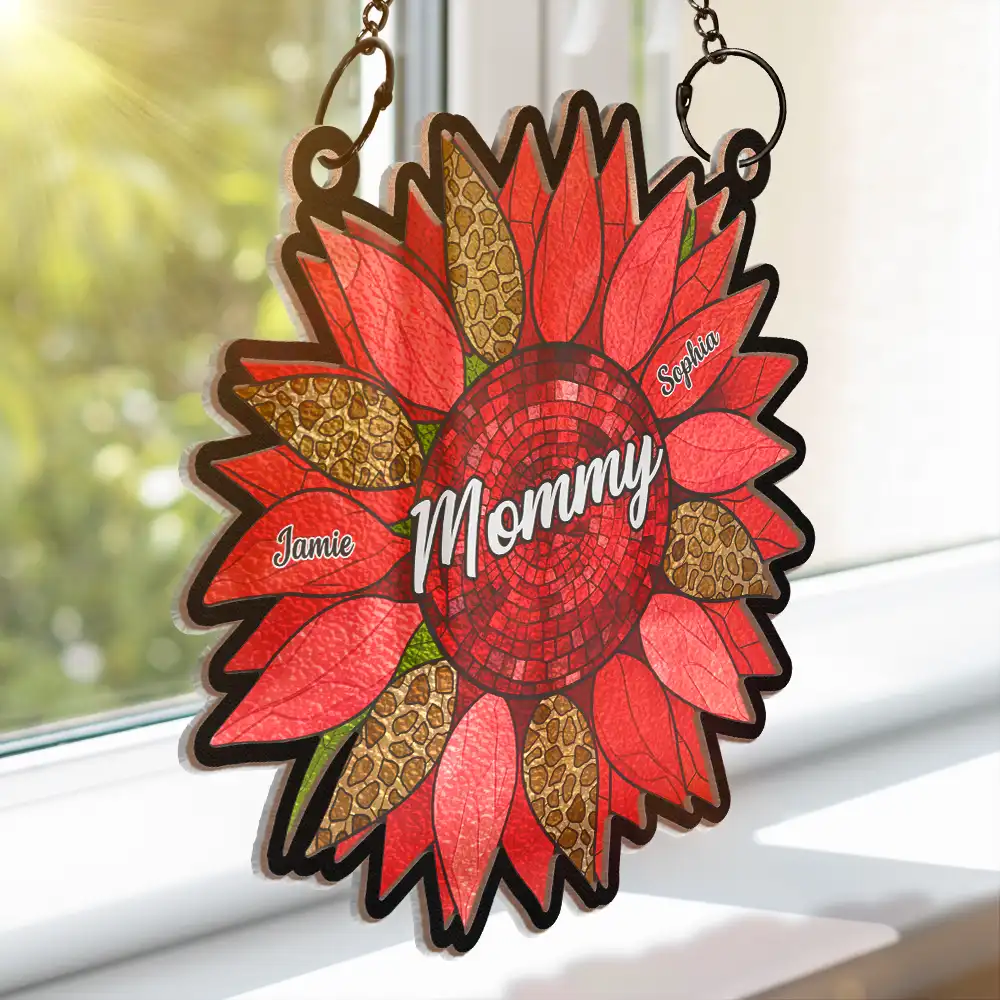 Nana Auntie Mom Family Sunflower Window Hanging Ornament - Personalized Wood and Acrylic Layered Design for Mother's Day, Valentine's Day, or Family Gifting - Image 6