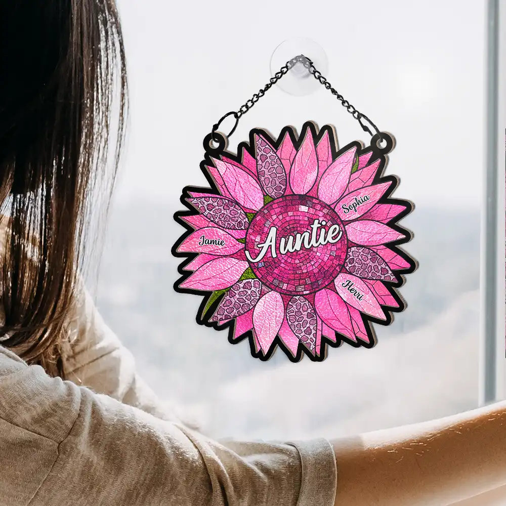 Nana Auntie Mom Family Sunflower Window Hanging Ornament - Personalized Wood and Acrylic Layered Design for Mother's Day, Valentine's Day, or Family Gifting - Image 7